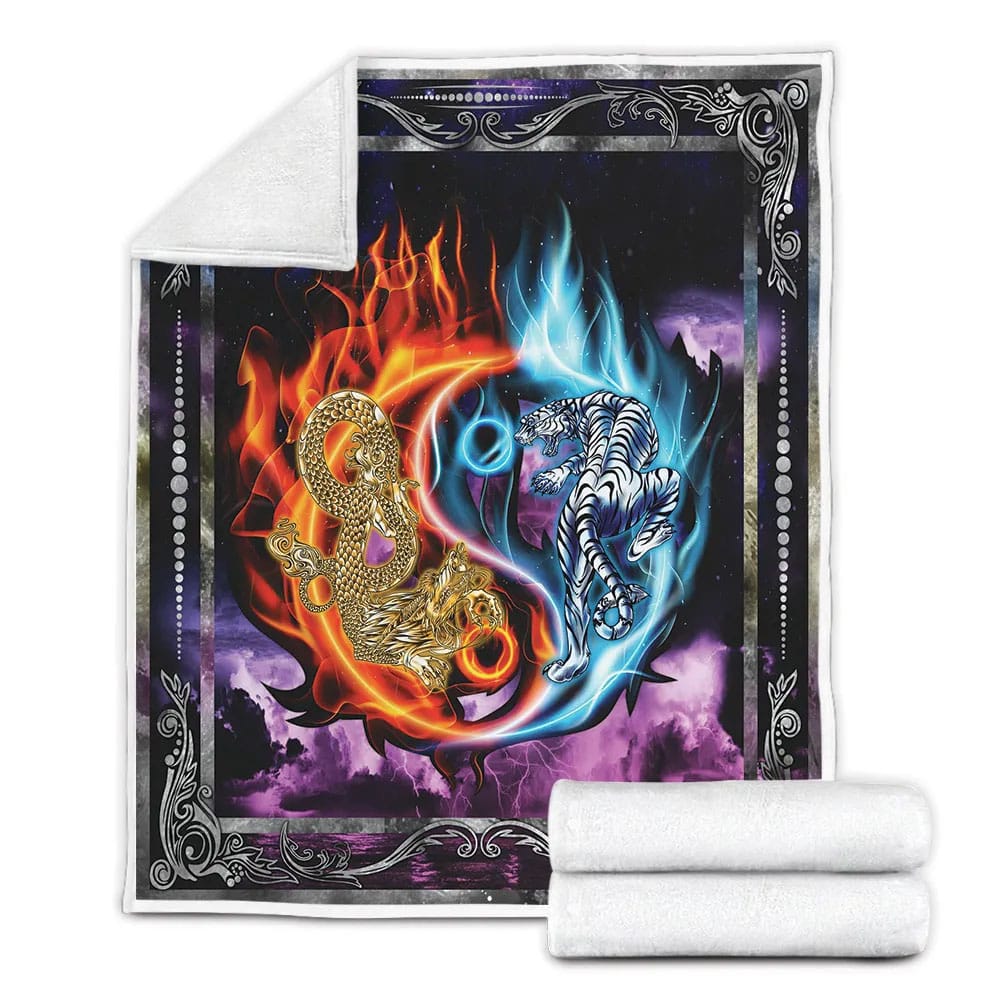 Dragon Tiger Yin Yang Fleece Blankherpa Blanket