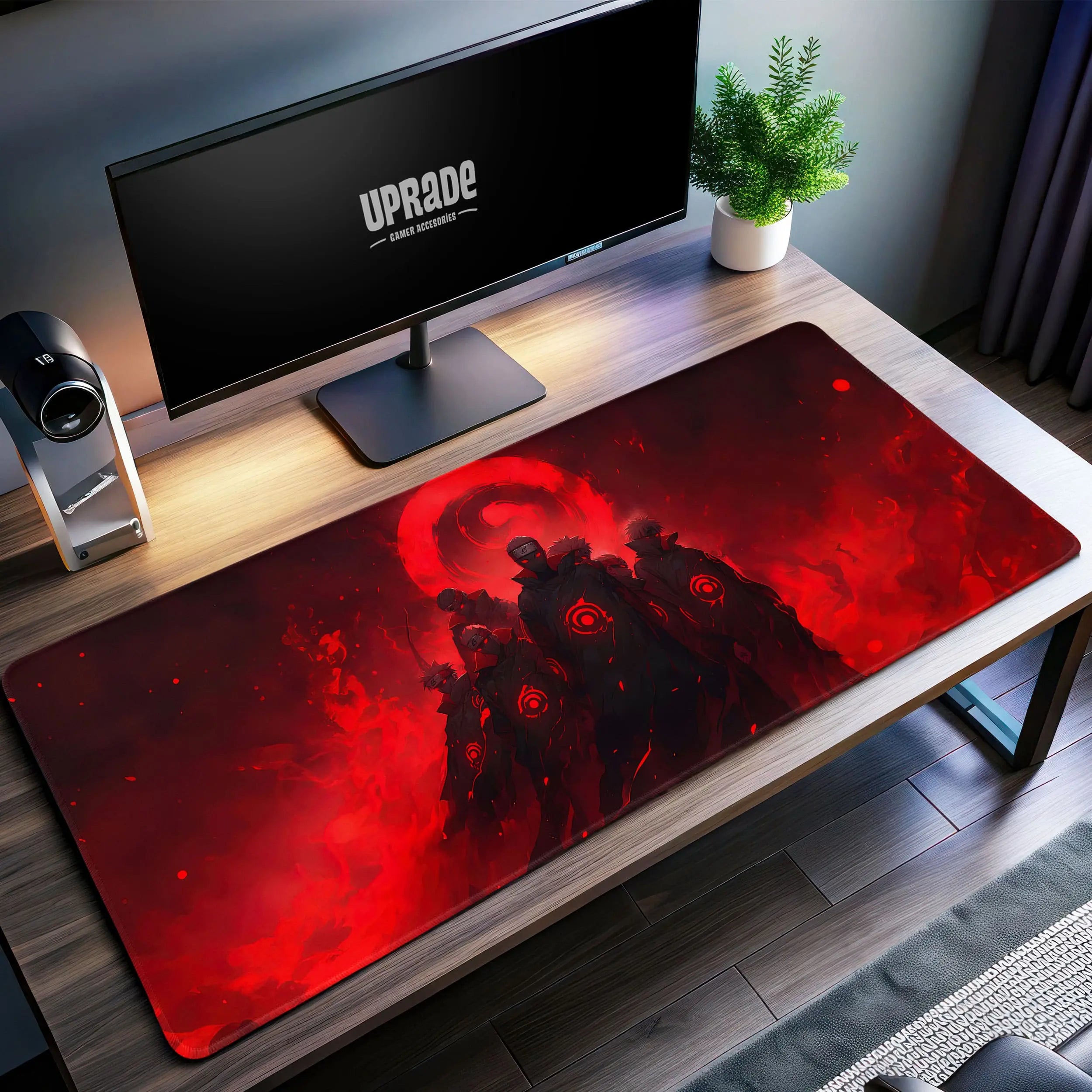 Allleftout Akatsuki Clan Desk Mat, Red Dawn Ninja Mouse Pad