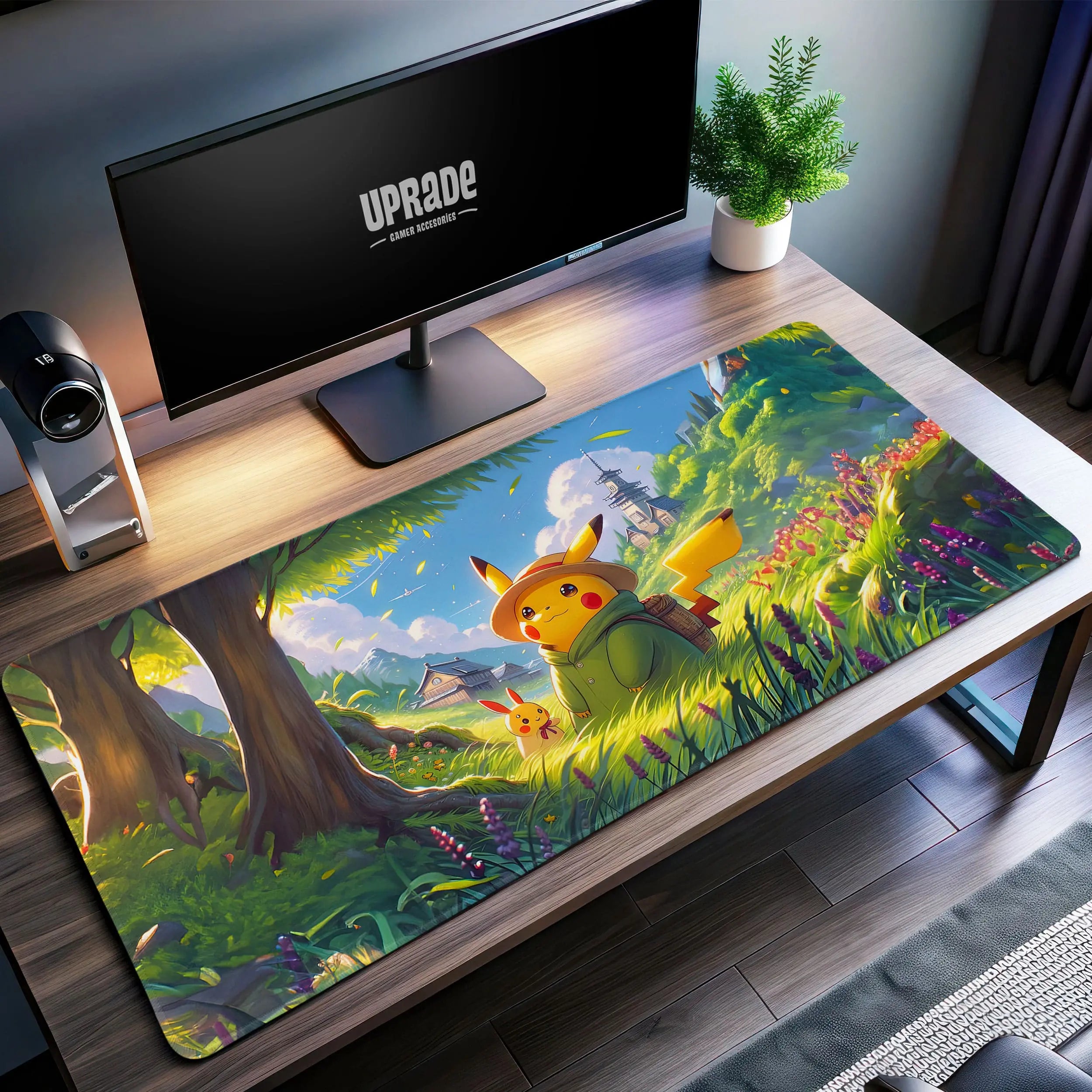 Allleftout Pikachu Adventure Desk Mat, Nature Journey Mouse Pad