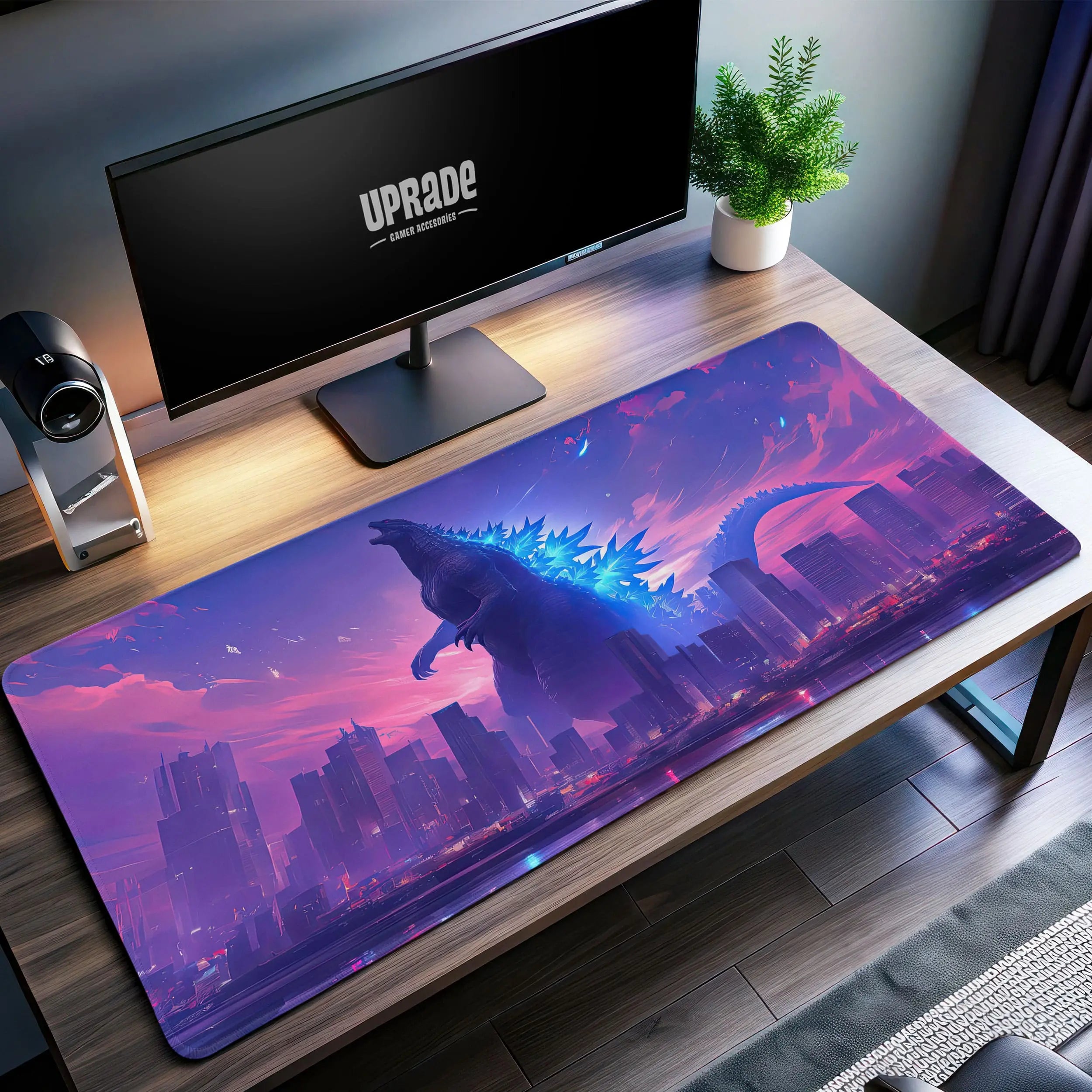 Allleftout Godzilla City Skyline Desk Mat, Kaiju Mouse Pad