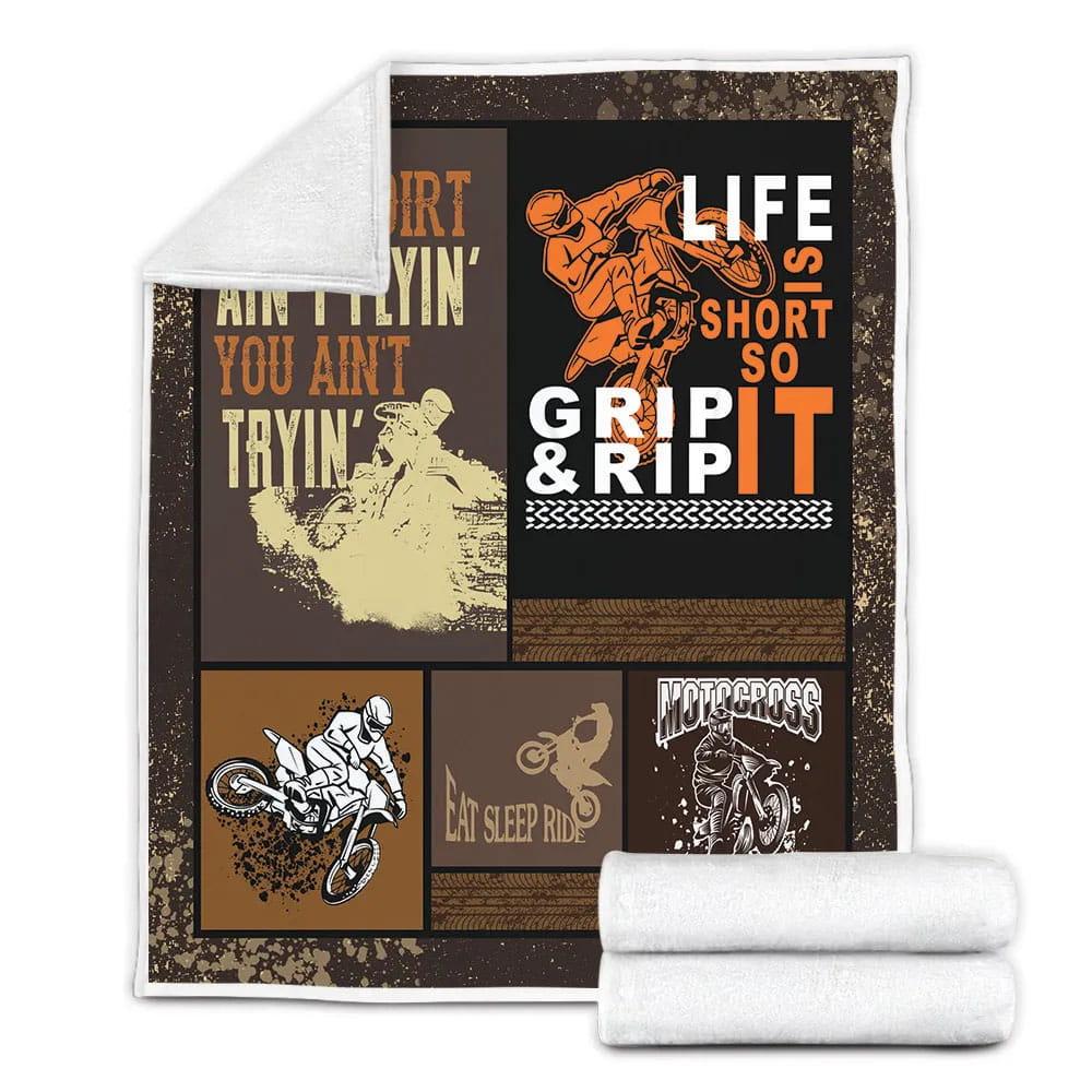 Dirt Bike Fleece Blanket Gift For