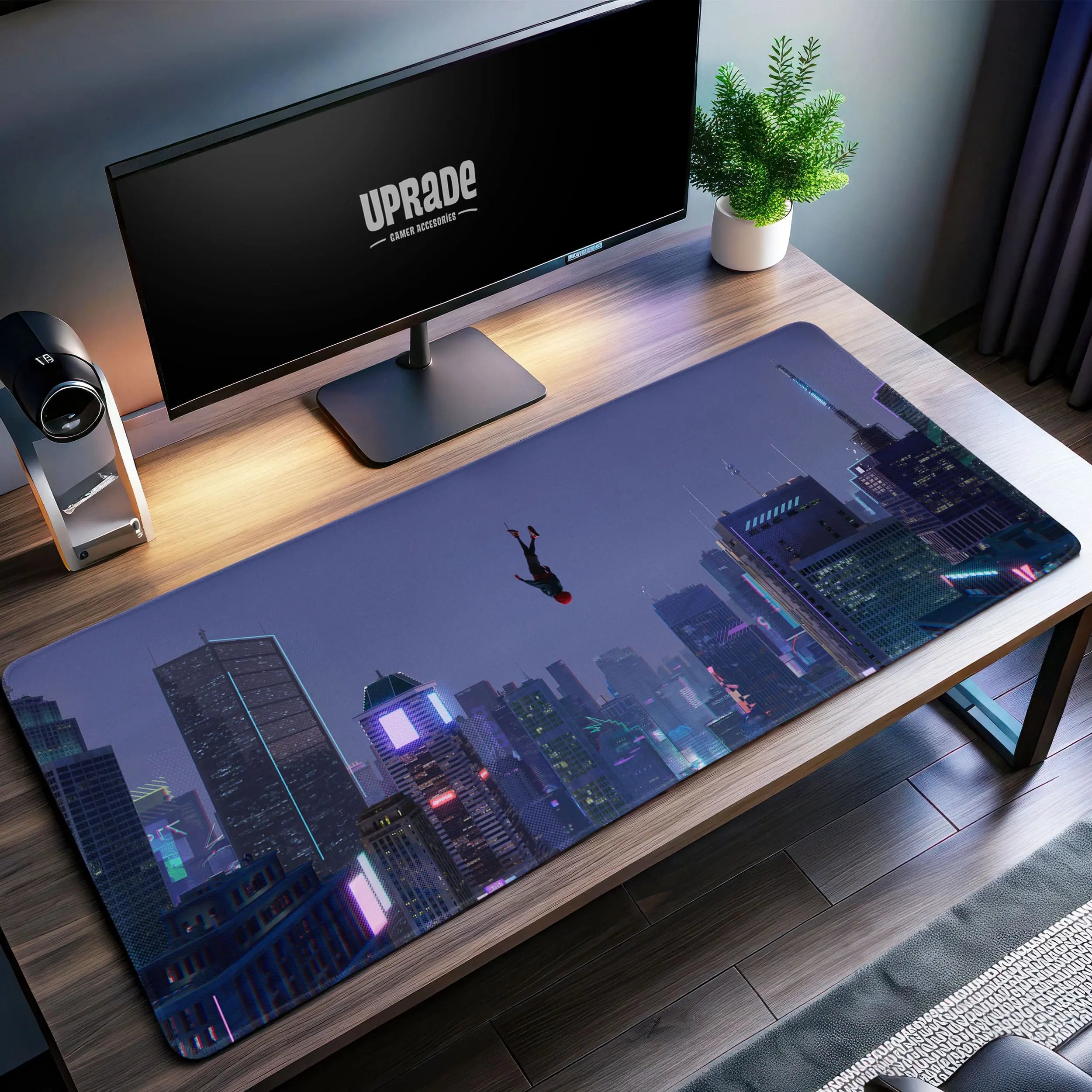 Allleftout Spider-Man City Dive Desk Mat, Heroic Skyline Mouse Pad