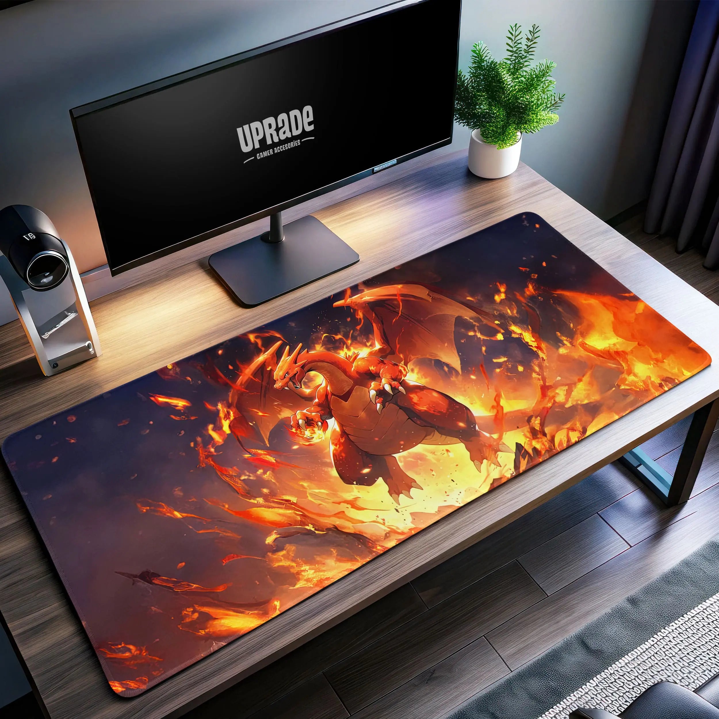 Allleftout Charizard Inferno Blaze Desk Mat, Fire-Powered Mouse Pad
