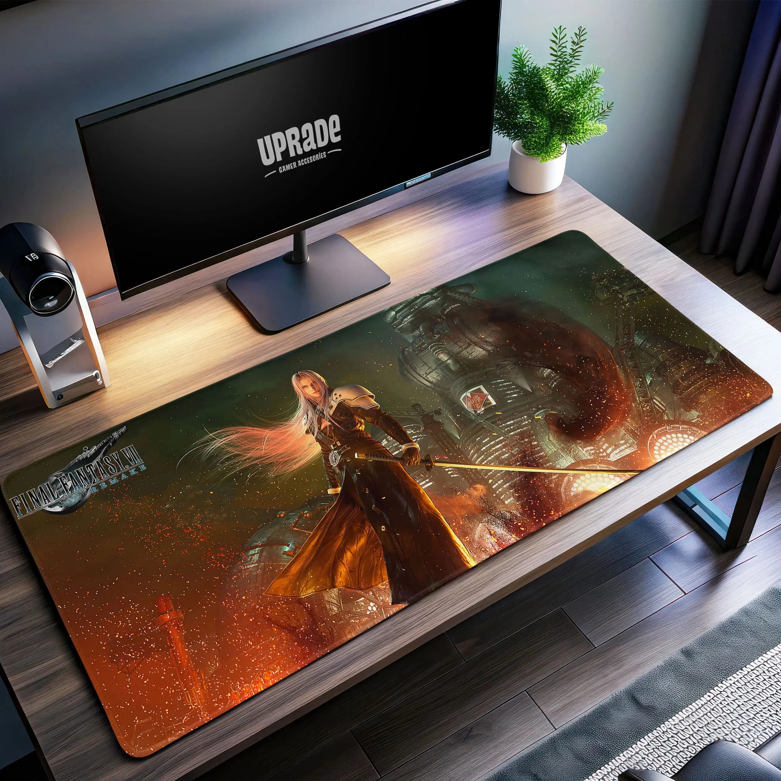Allleftout Final Fantasy Sephiroth Desk Mat, Shinra Flames Mouse Pad