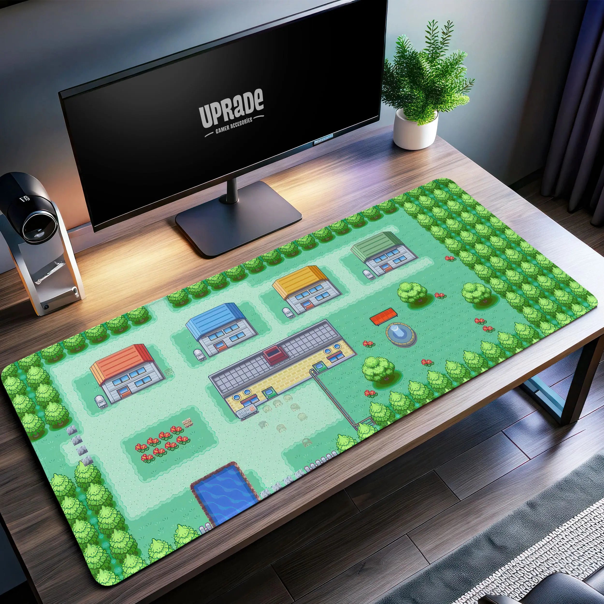 Allleftout Pokemon Pallet Town Desk Mat, Nostalgic Adventure Mouse Pad