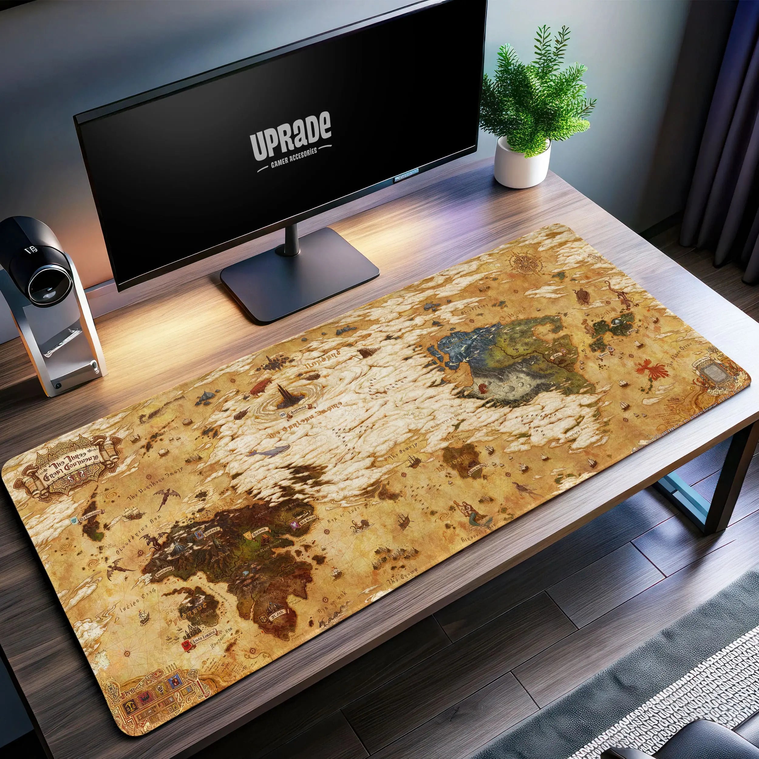 Allleftout Final Fantasy World Map Desk Mat, Fantasy Adventure Mouse Pad