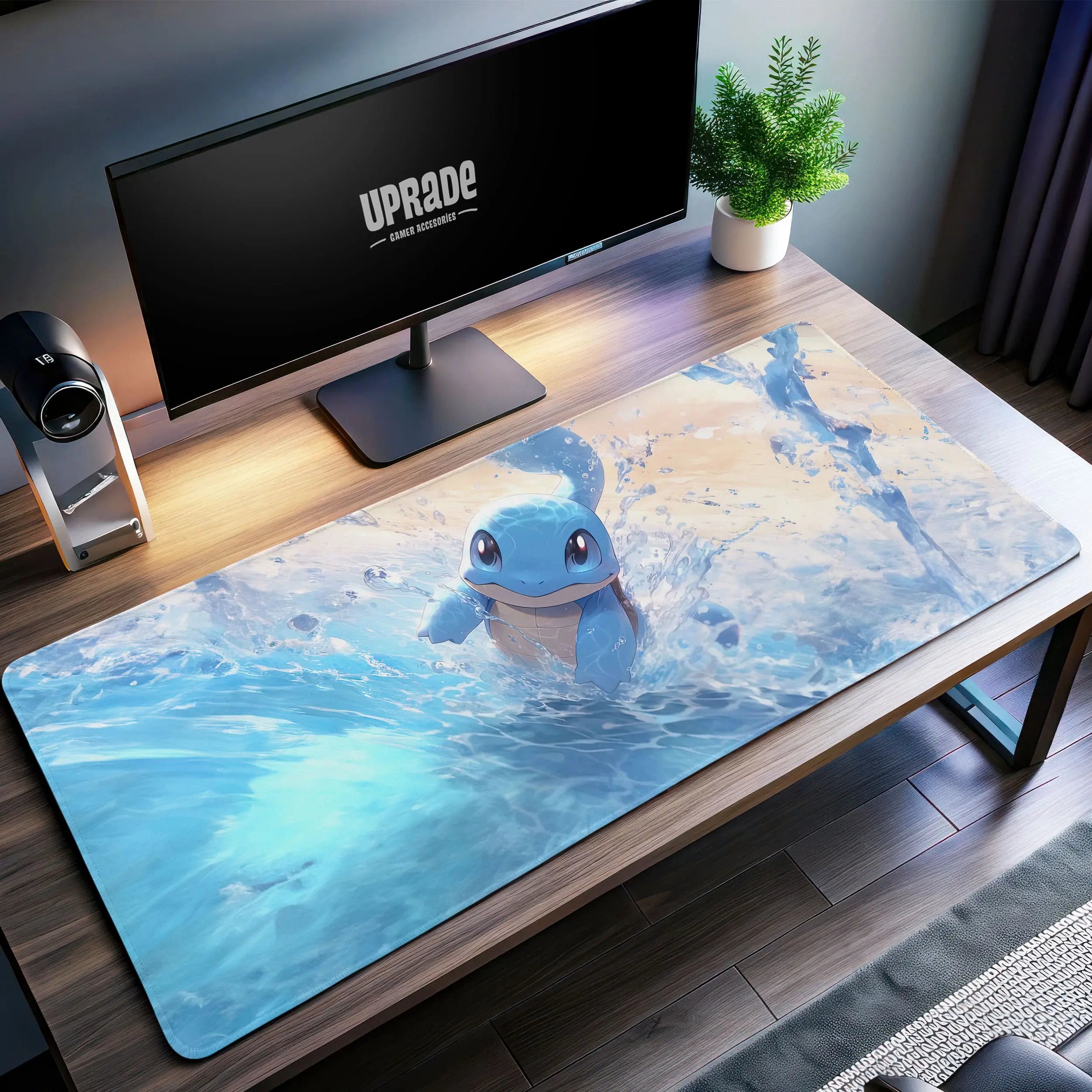 Allleftout Squirtle Ocean Splash Desk Mat, Water Adventure Mouse Pad