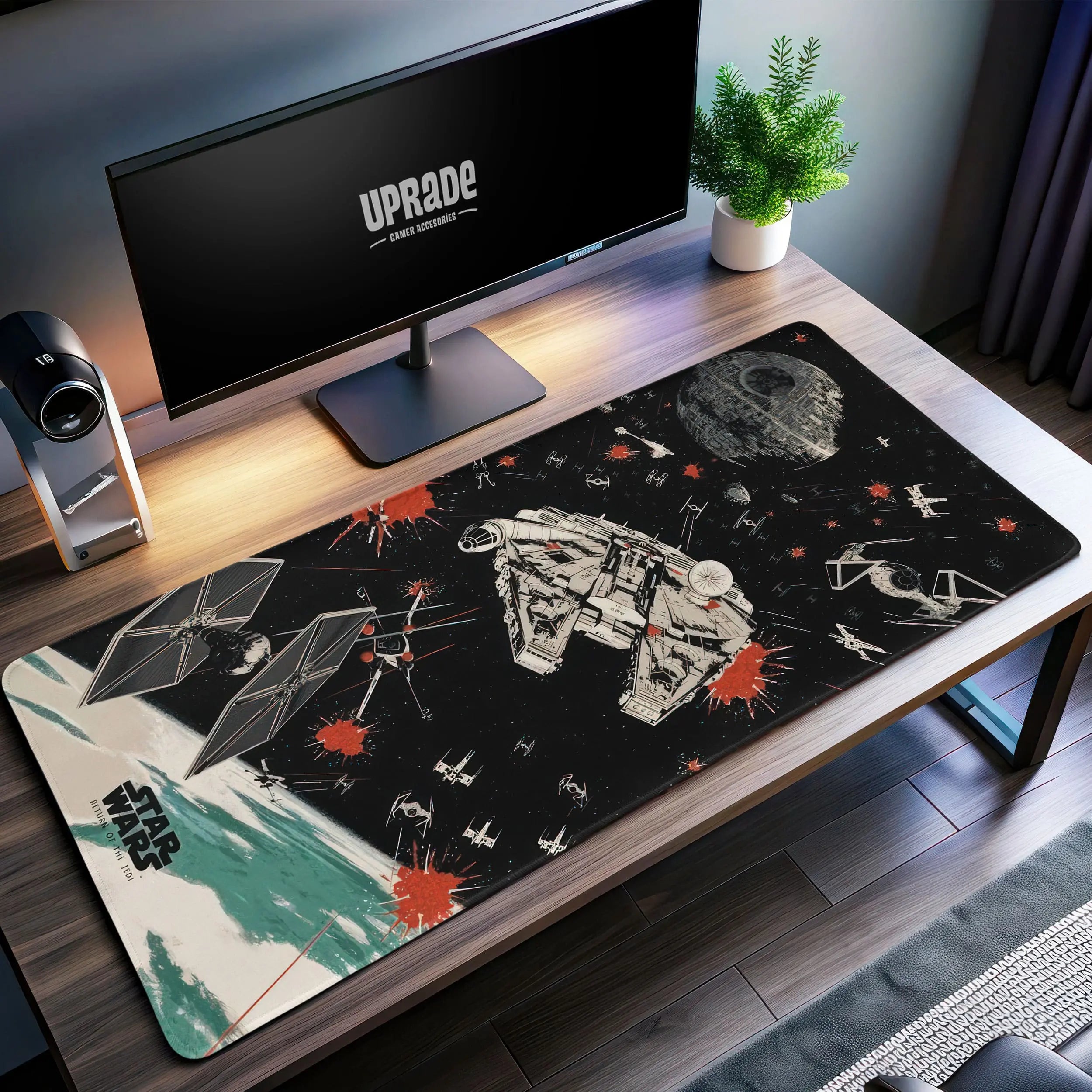 Allleftout Star Wars Millennium Falcon Desk Mat, Death Star Battle Mouse Pad