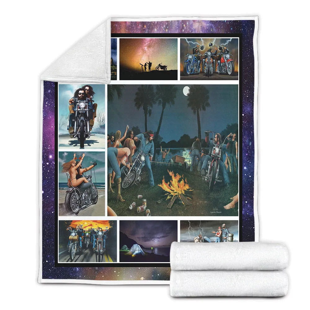 David Mann Motorcy Camping Fleece Blanket Gift For Mot Day Fat Day