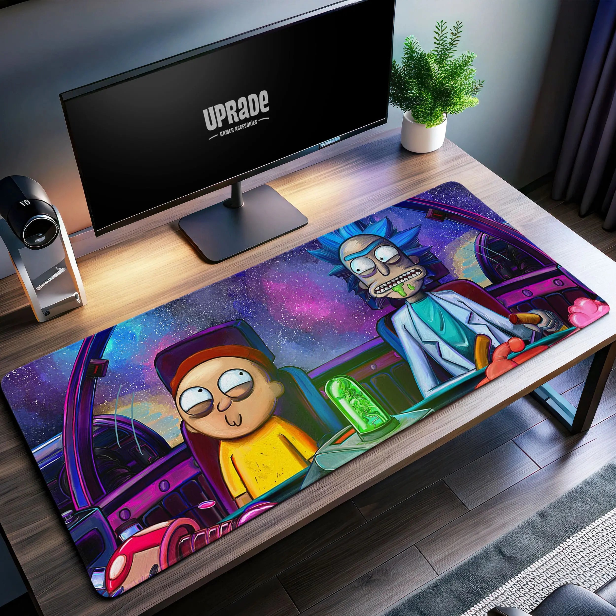 Allleftout Rick And Morty Spaceship Desk Mat, Cosmic Adventure Mouse Pad