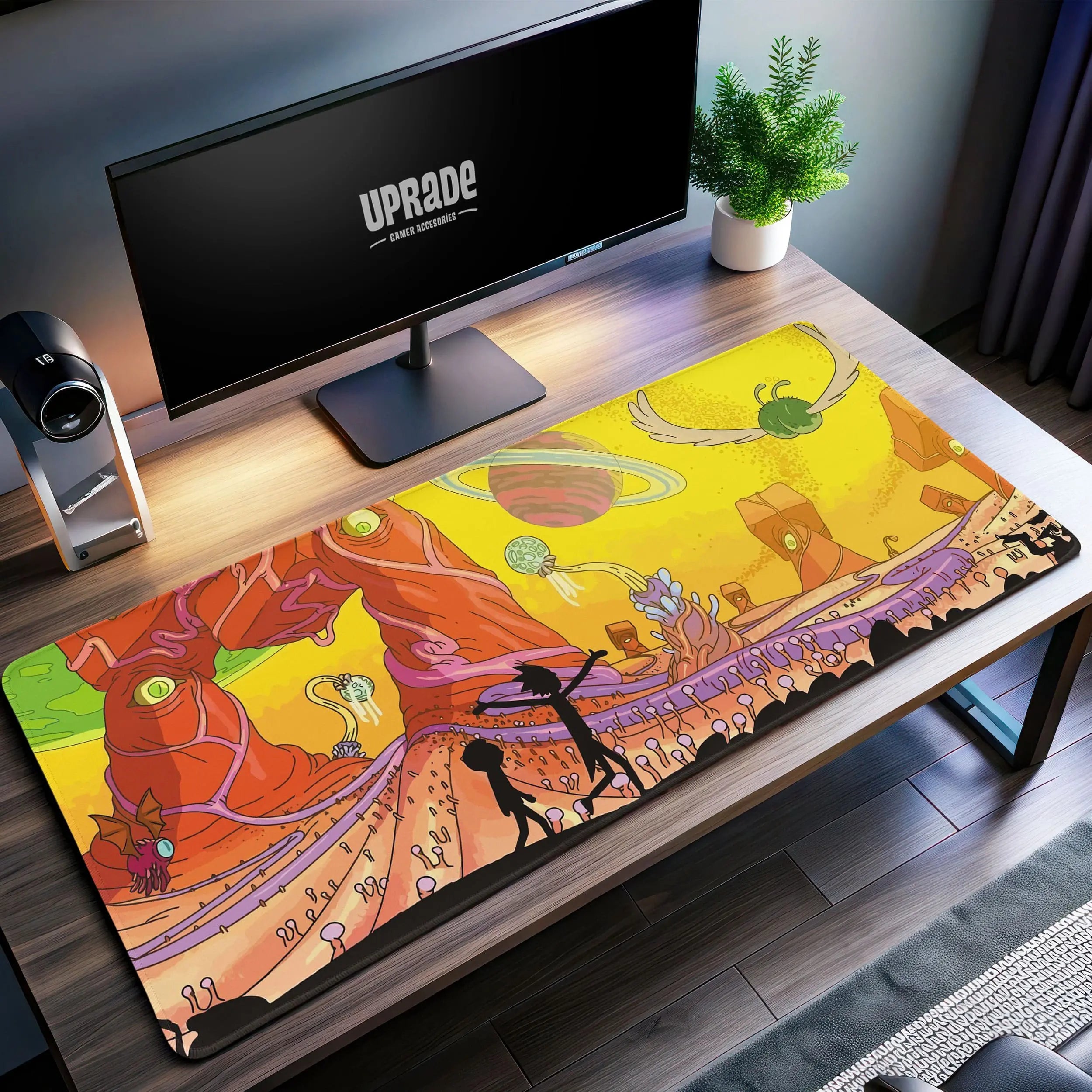 Allleftout Rick And Morty Alien Planet Desk Mat, Galactic Adventure Mouse Pad