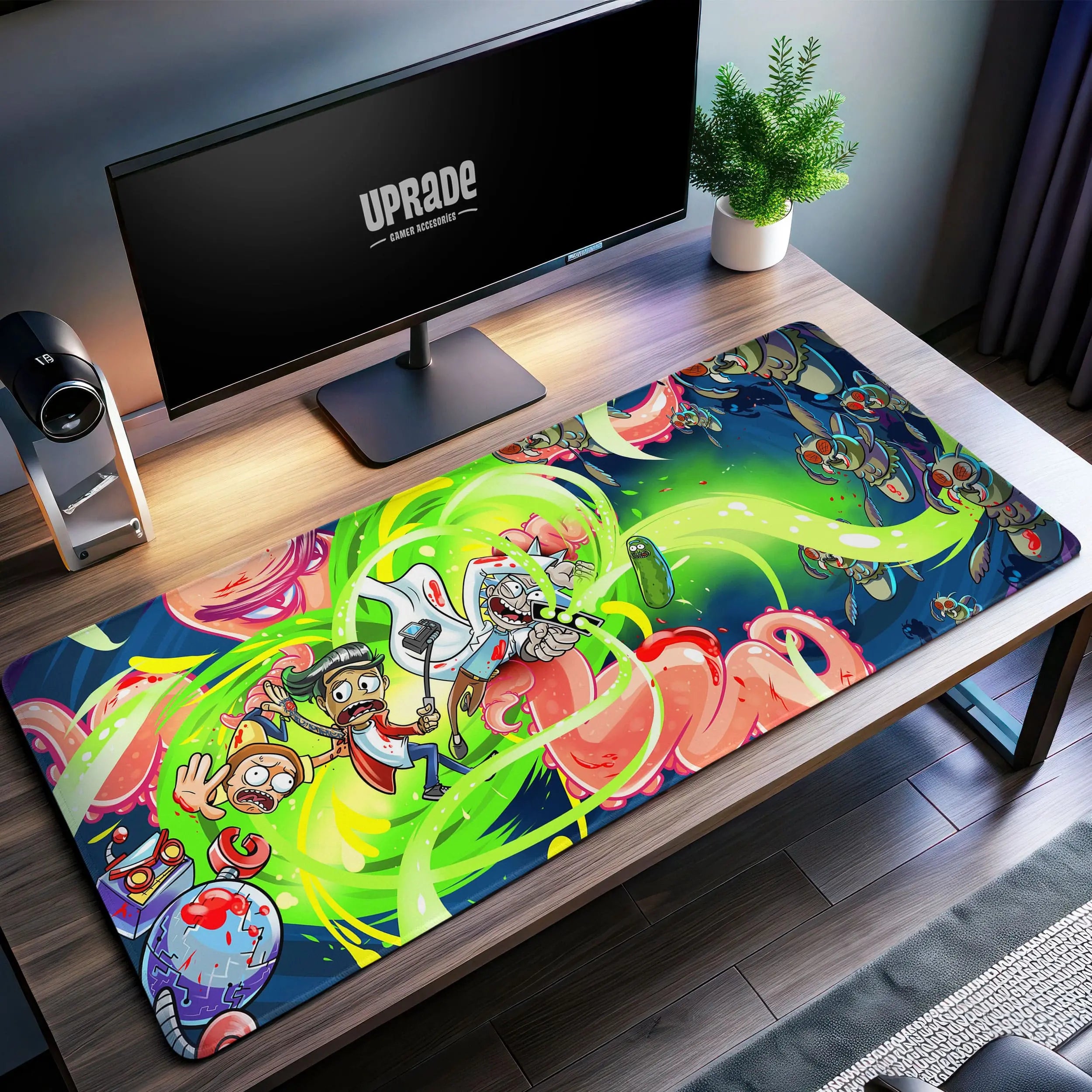 Allleftout Rick And Morty Chaos Portal Desk Mat, Intergalactic Battle Mouse Pad