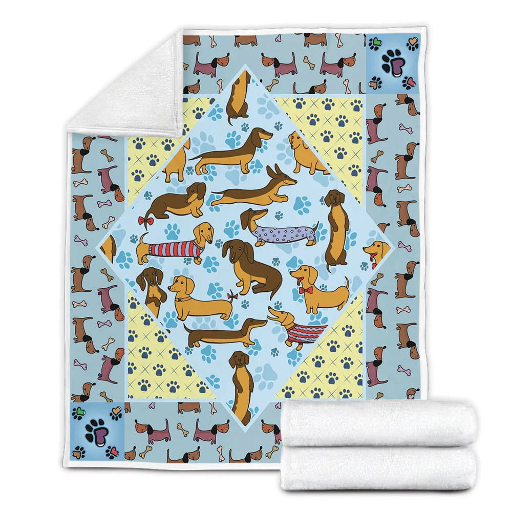 Dhund Cartoon Doxie Fleece Blankherpa Blanket