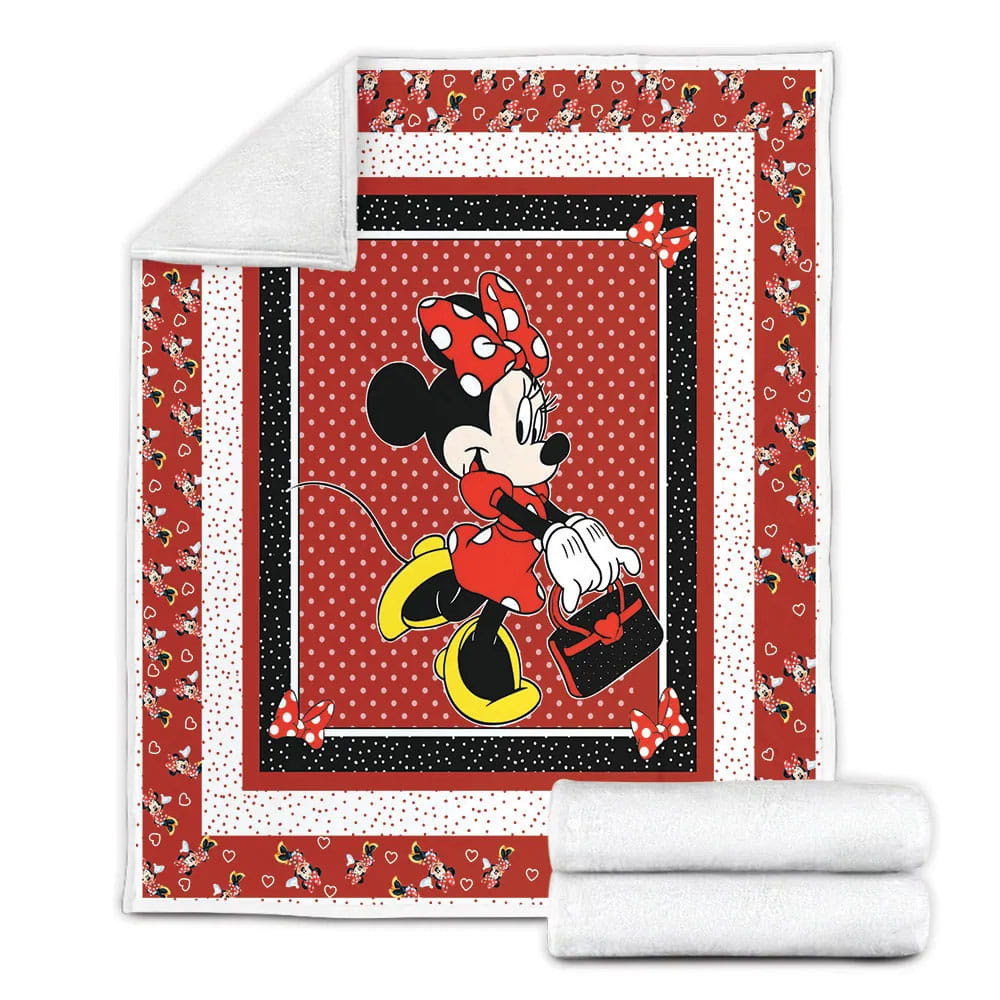 Cute Minnie Fleece Blanket Gift For Mot Day Fat Day