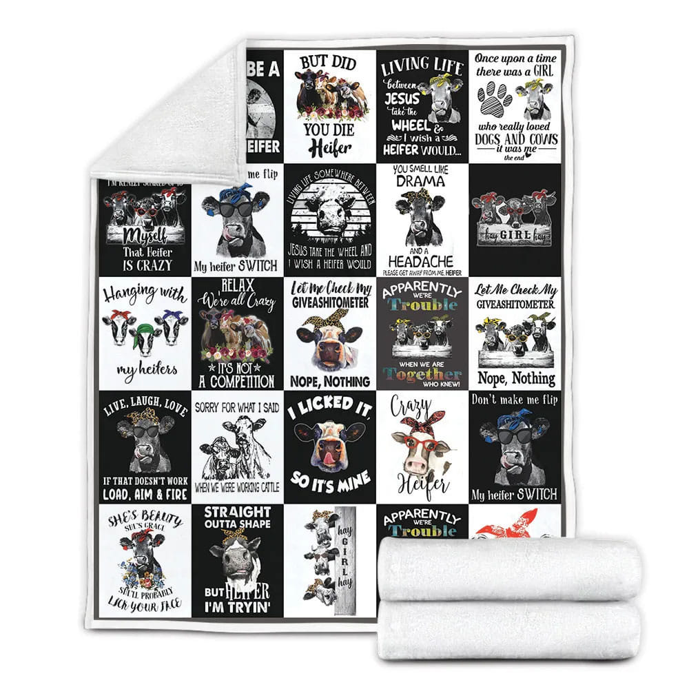Cow Fleece Blanket Gift For