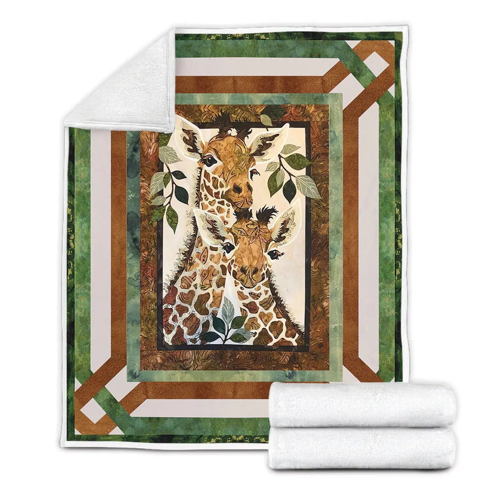Couple Of Giraffe Fleece Blanket Gift For Mot Day Fat Day