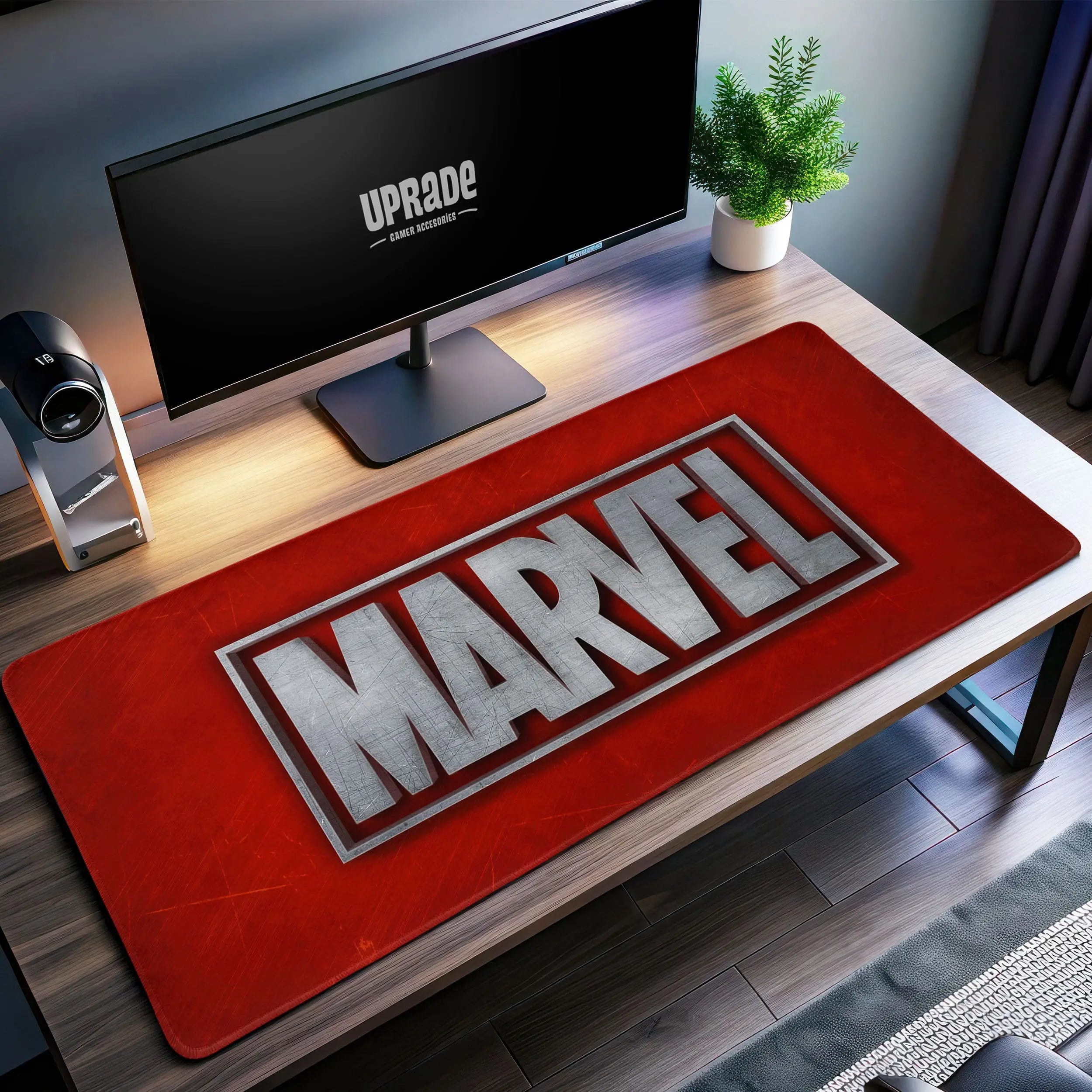 Allleftout Marvel Metal Logo Desk Mat, Red Marvel Mouse Pad