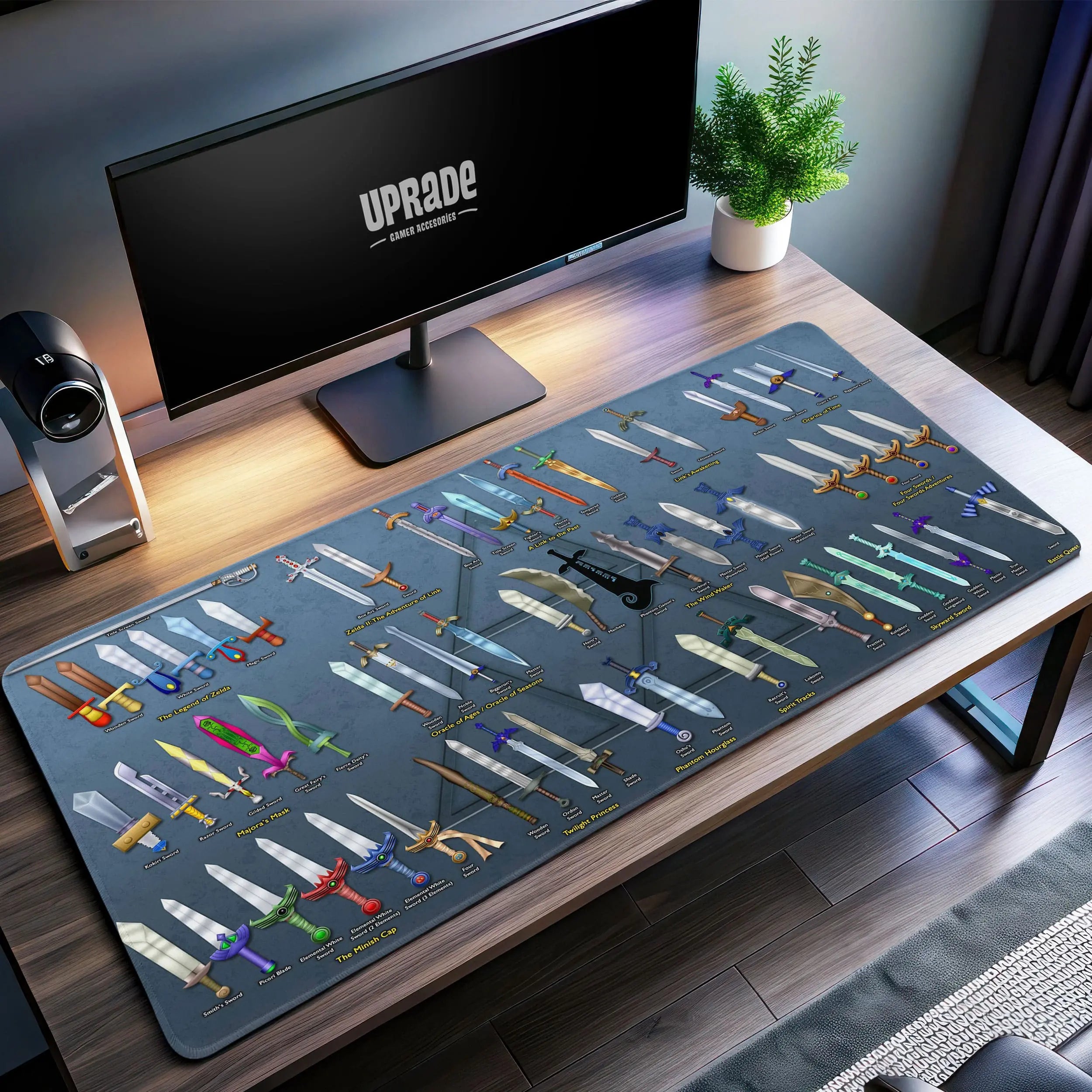 Allleftout Legendary Swords Of Zelda Desk Mat, Hyrule Weapon Guide Mouse Pad