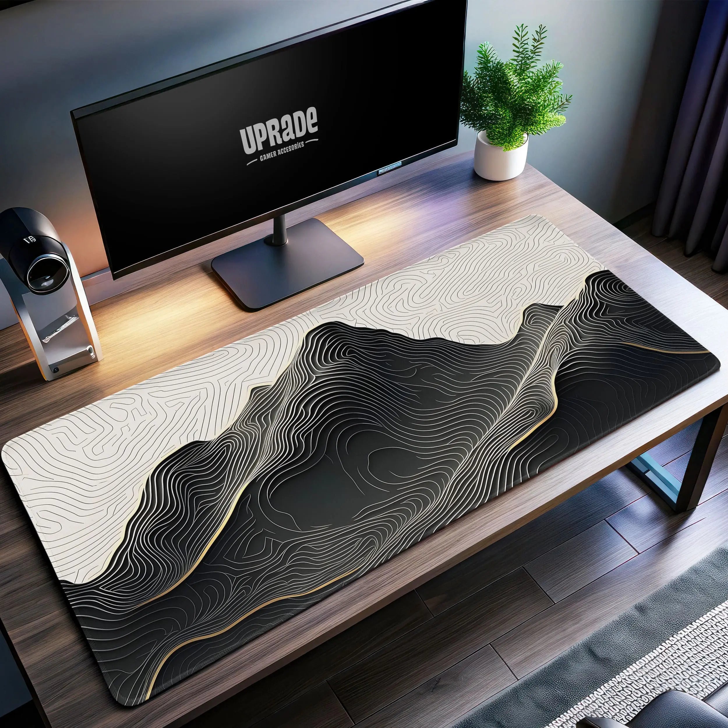 Allleftout Modern Topographic Desk Mat, Abstract Mountain Mouse Pad
