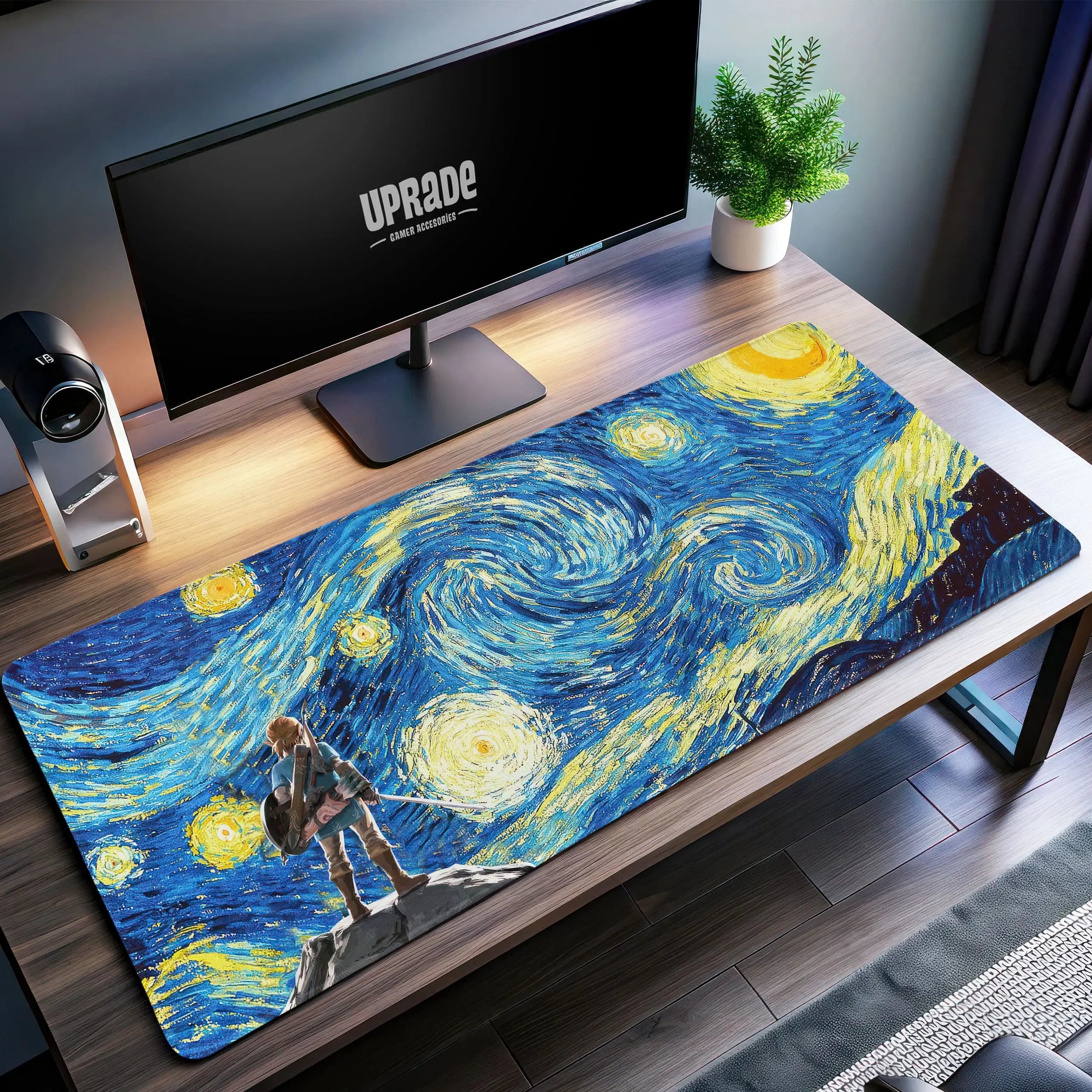 Allleftout Starry Hyrule Night Desk Mat, Zelda Adventure Mouse Pad