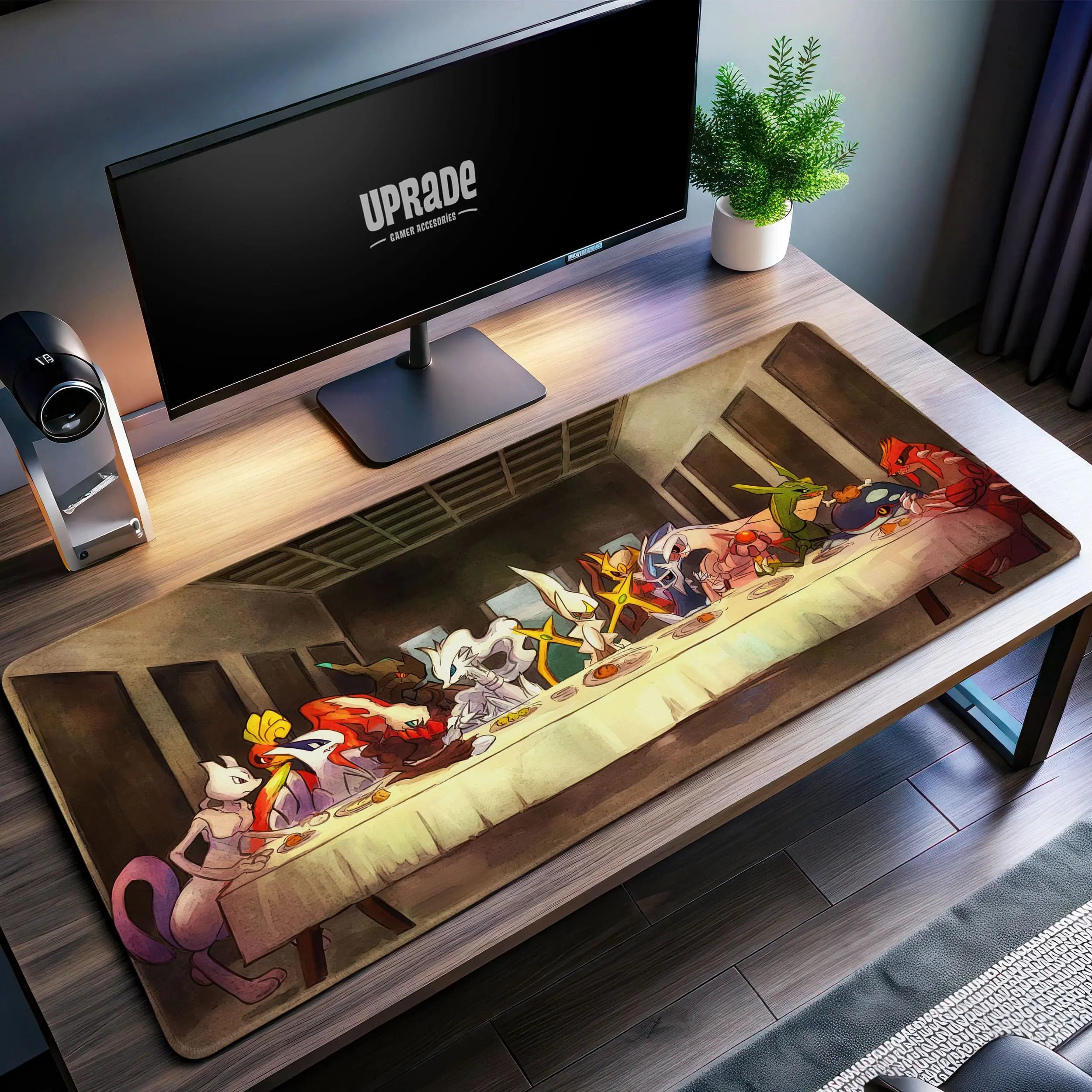 Allleftout Legendary PokMon Last Supper Desk Mat, Mythical Mouse Pad