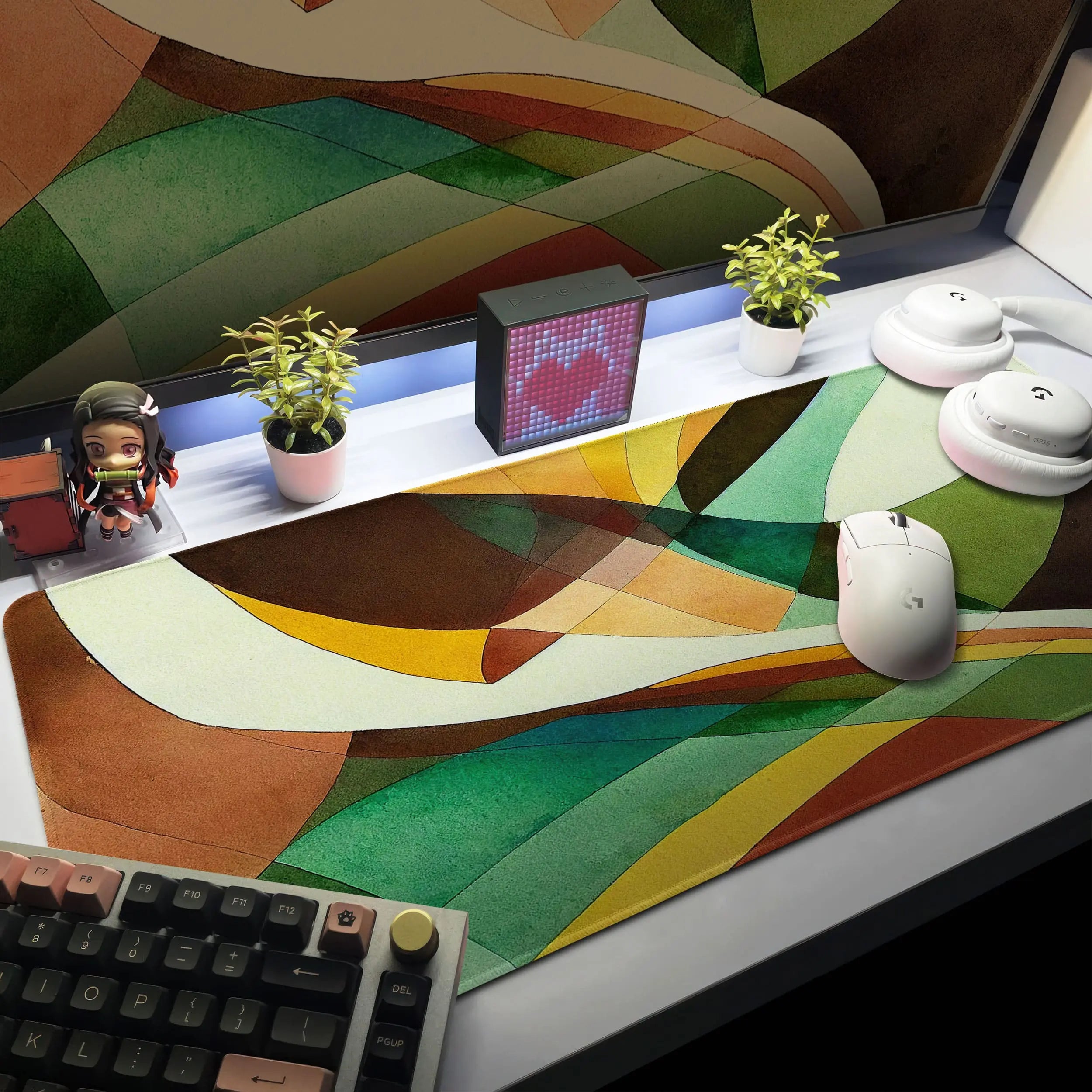 Allleftout Earth Tone Abstract Desk Mat, Organic Flow Mouse Pad