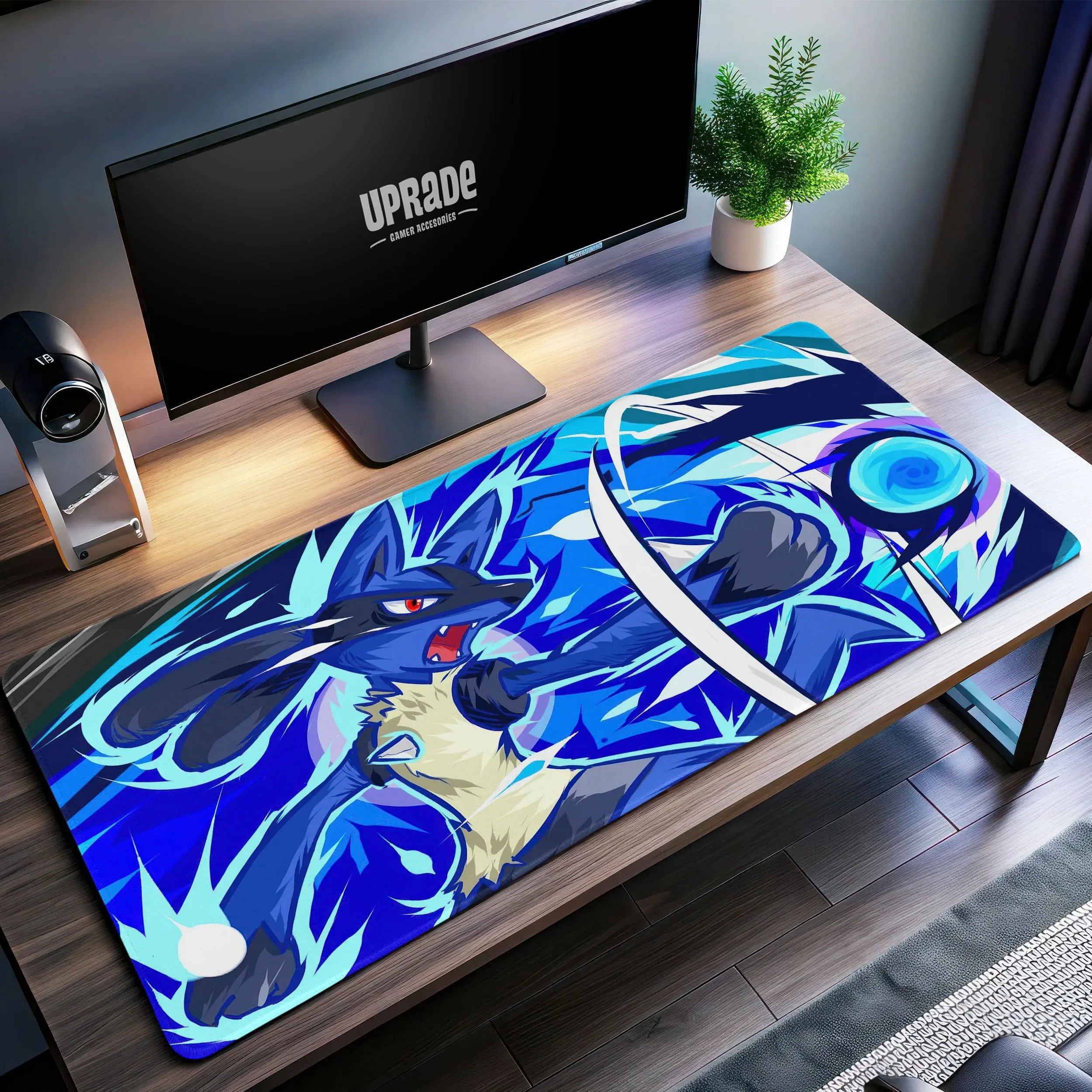 Allleftout Lucario Aura Strike Desk Mat, PokMon Battle Mouse Pad