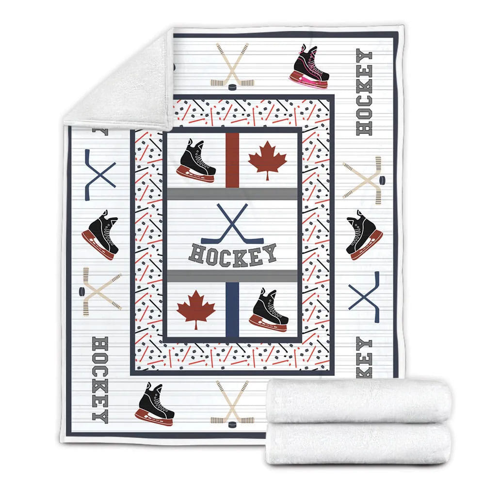 Canada Hockey Fleece Blanket Gift For Wifeband