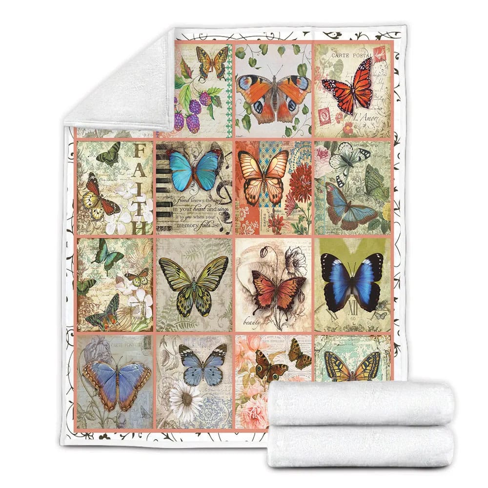 Butterfly Collection On Flo Fleece Blanket Gift For