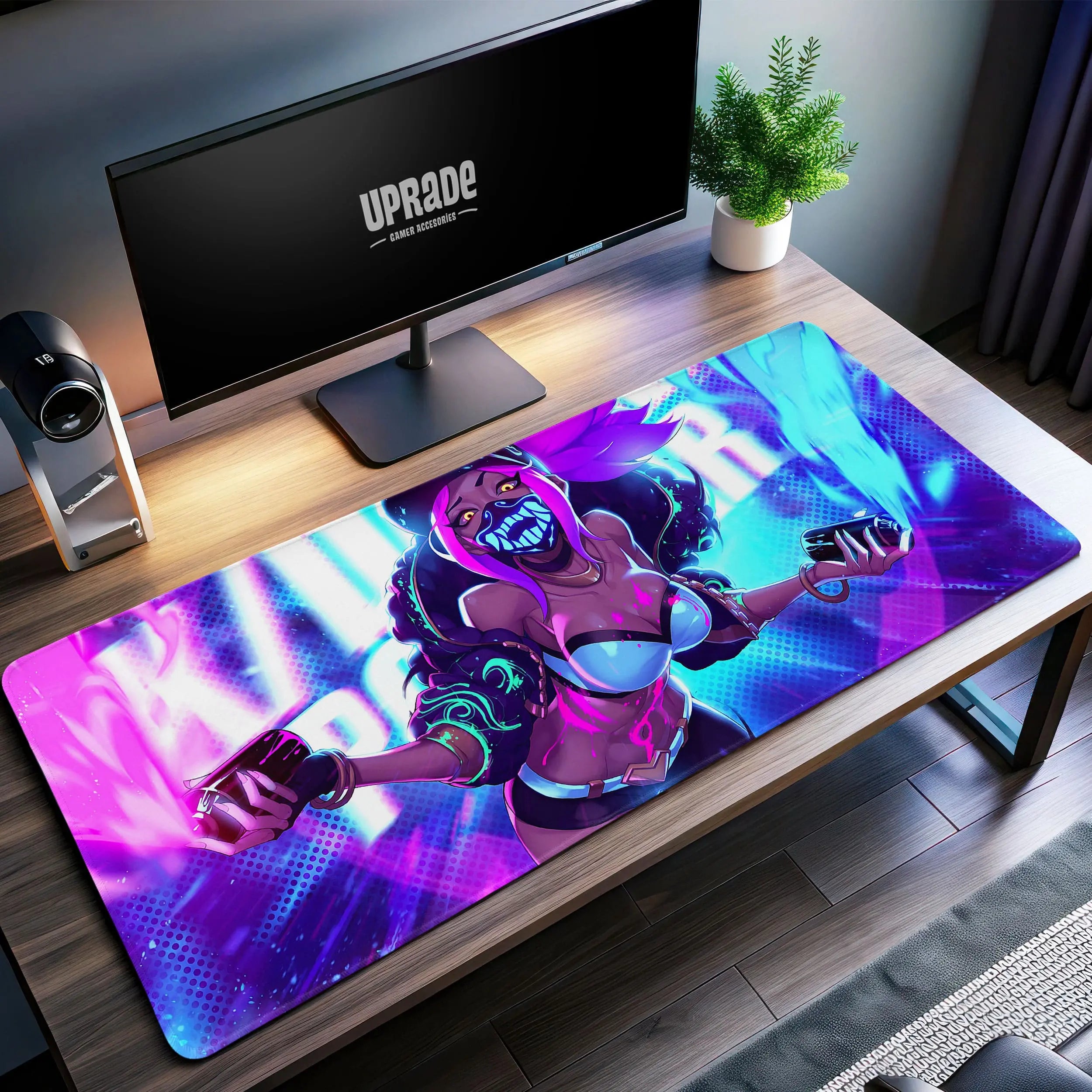 Allleftout K/Da Akali Desk Mat, League Of Legends Neon Pop Mouse Pad