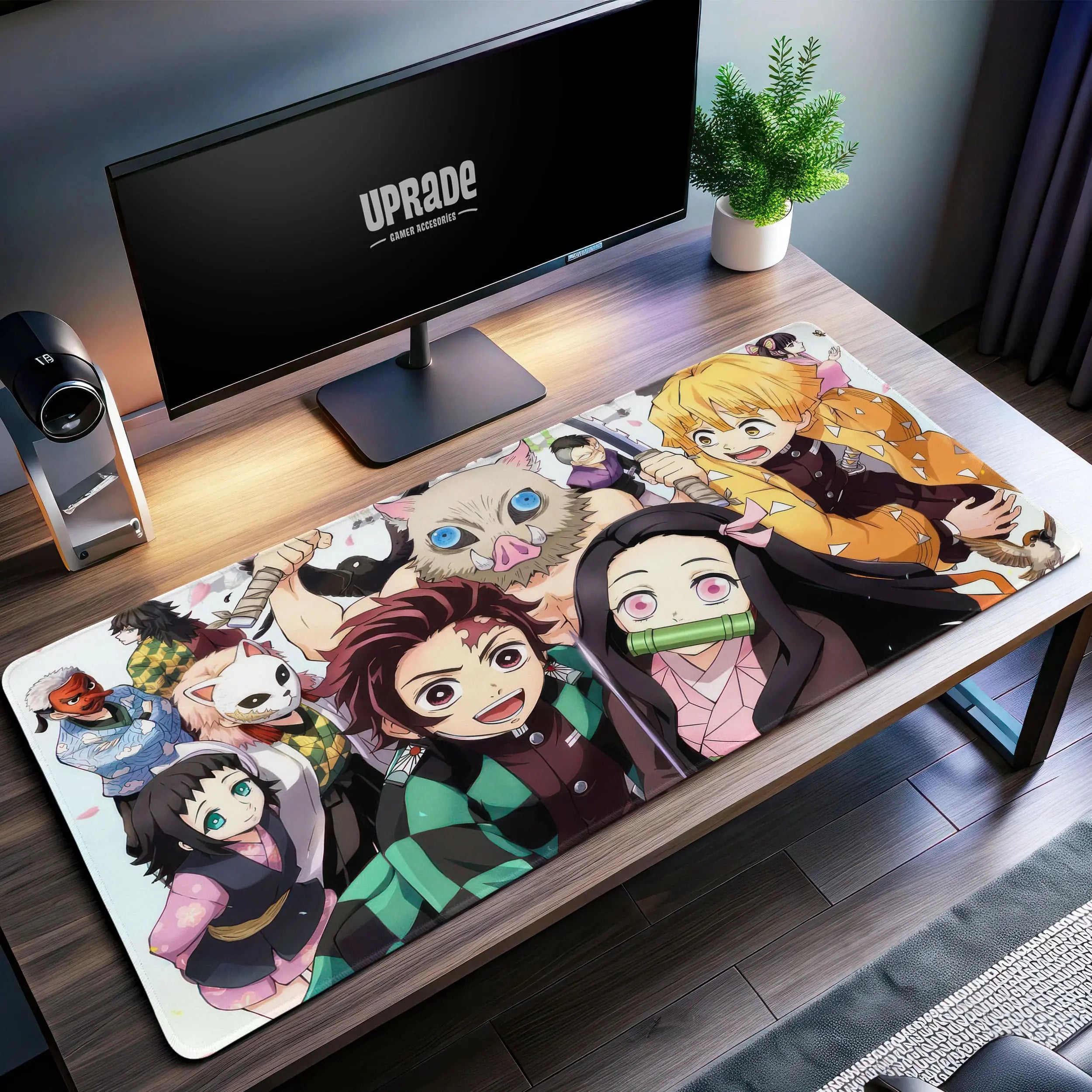 Allleftout Demon Slayer Team Desk Mat, Tanjiro And Friends Anime Mouse Pad