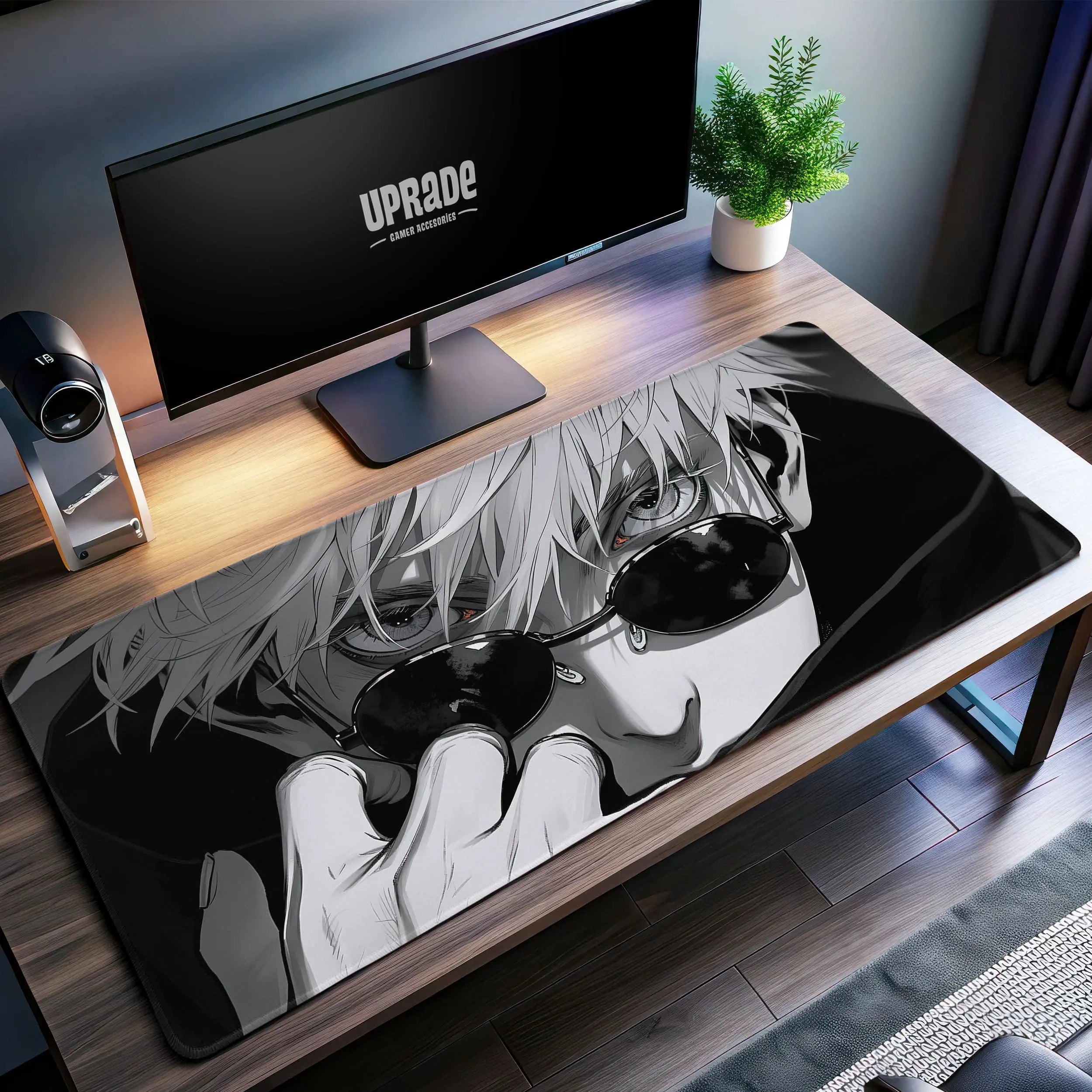 Allleftout Gojo Satoru Monochrome Desk Mat, Jujutsu Kaisen Anime Mouse Pad