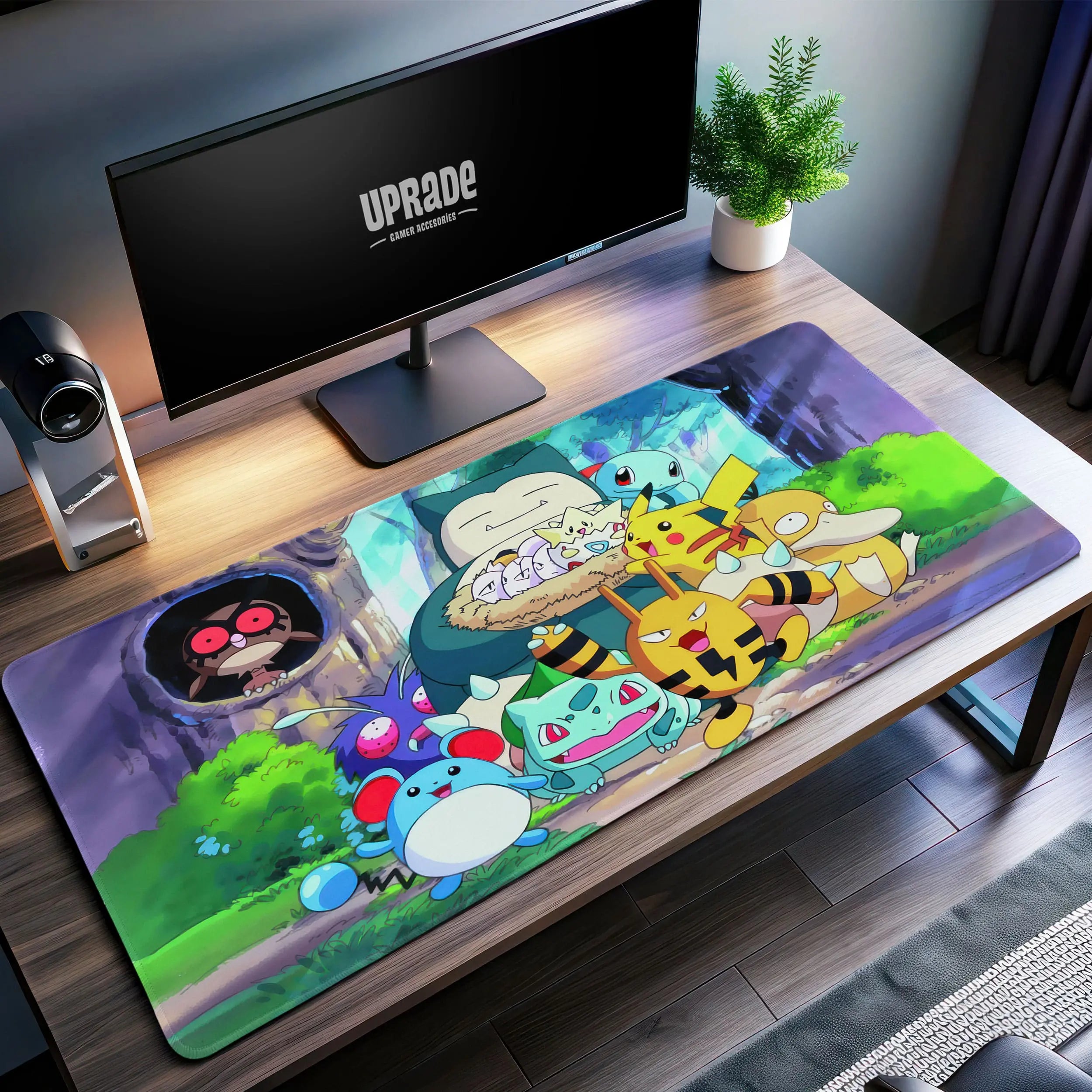Allleftout PokMon Forest Friends Desk Mat, Pikachu And Snorlax Mouse Pad