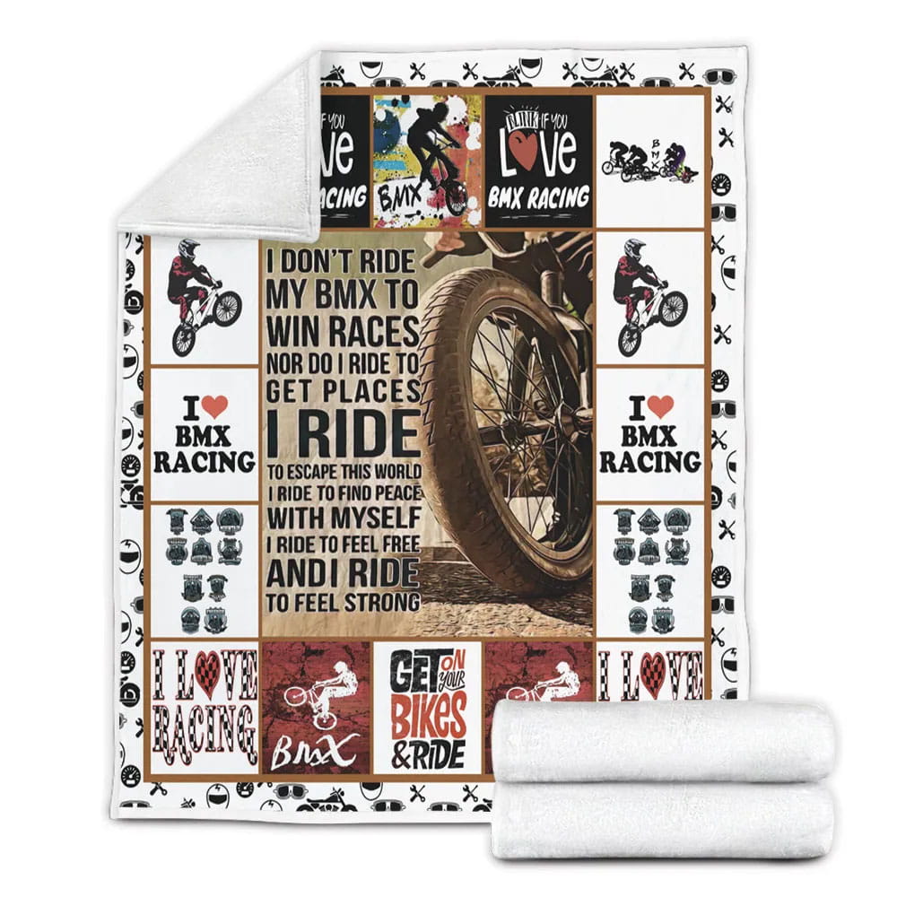 Bmx Racing Fleece Blanket Gift For