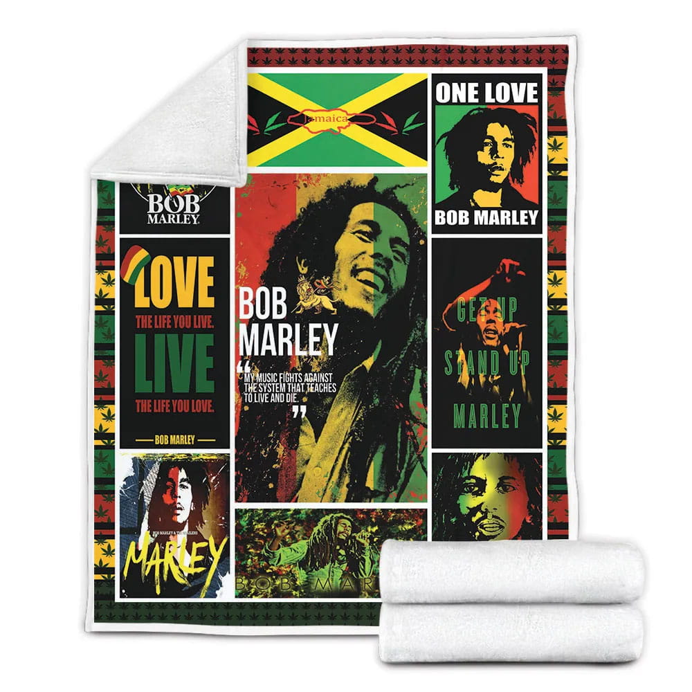 Bob Marley Flag Fleece Blanket Gift For Mot Day Fat Day
