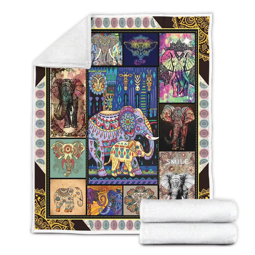 Bohemian Elephant Fleece Blankherpa Blanket