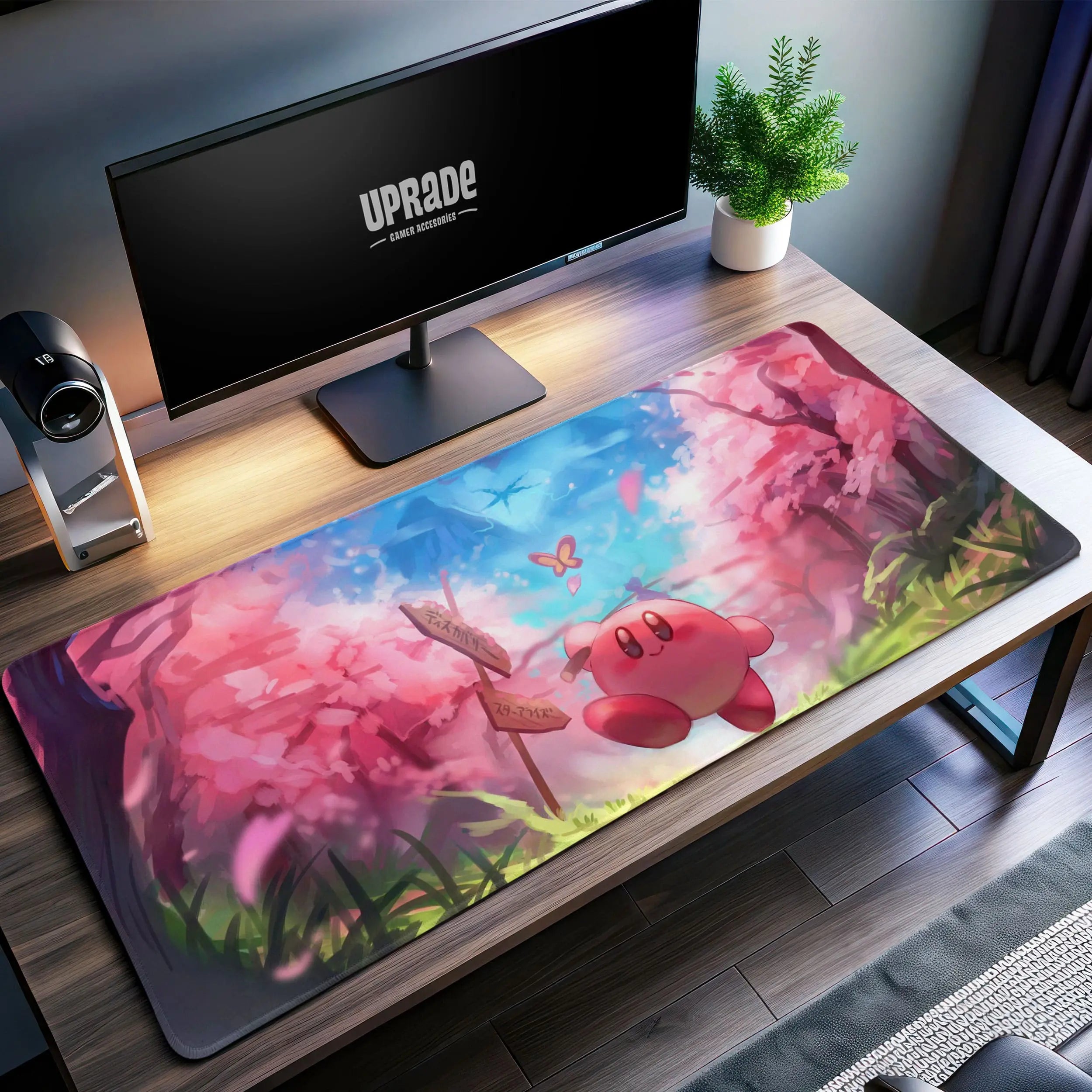 Allleftout Kirby Sakura Forest Desk Mat, Cherry Blossom Mouse Pad