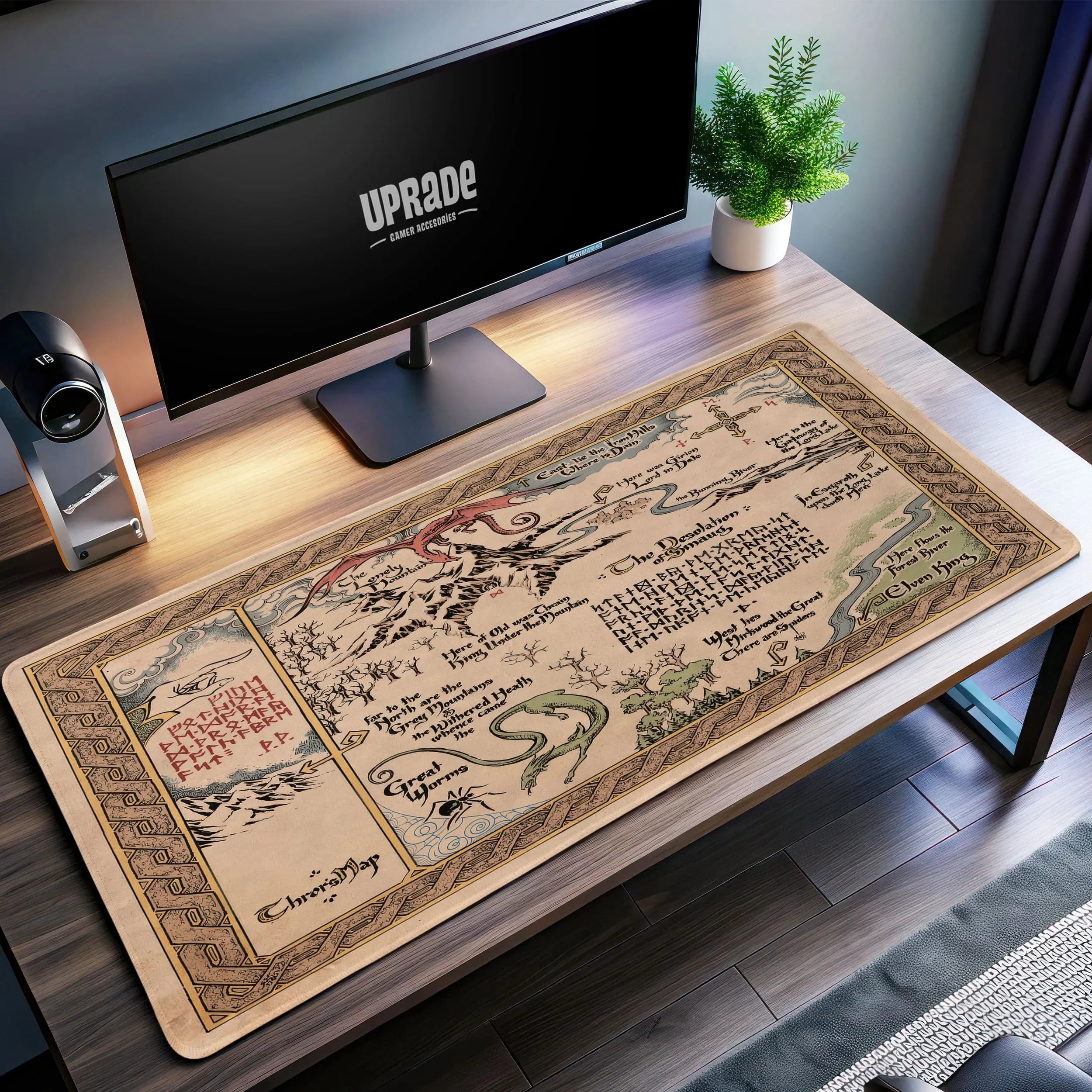 Allleftout Middle-Earth Map Desk Mat, Tolkien Fantasy Mouse Pad