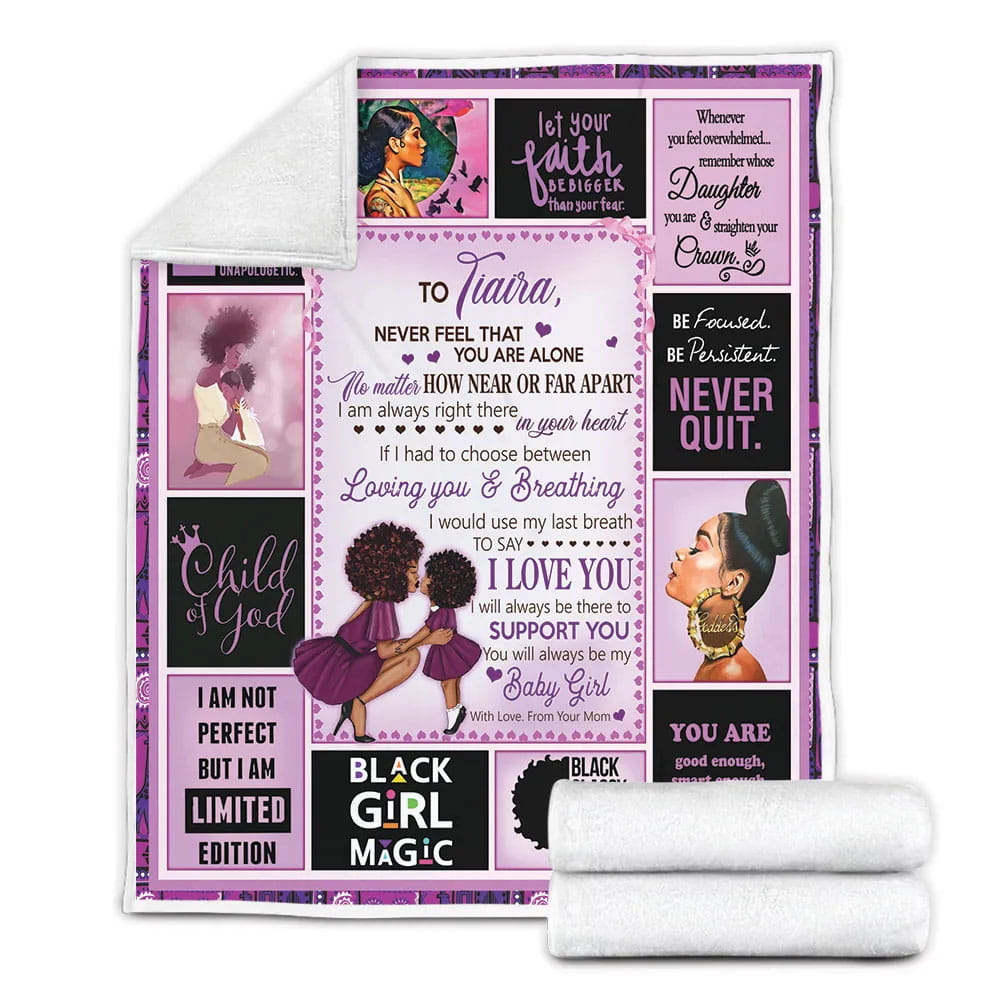 Black Mom To My Daughter Fleece Blanket Gift For Wifeband