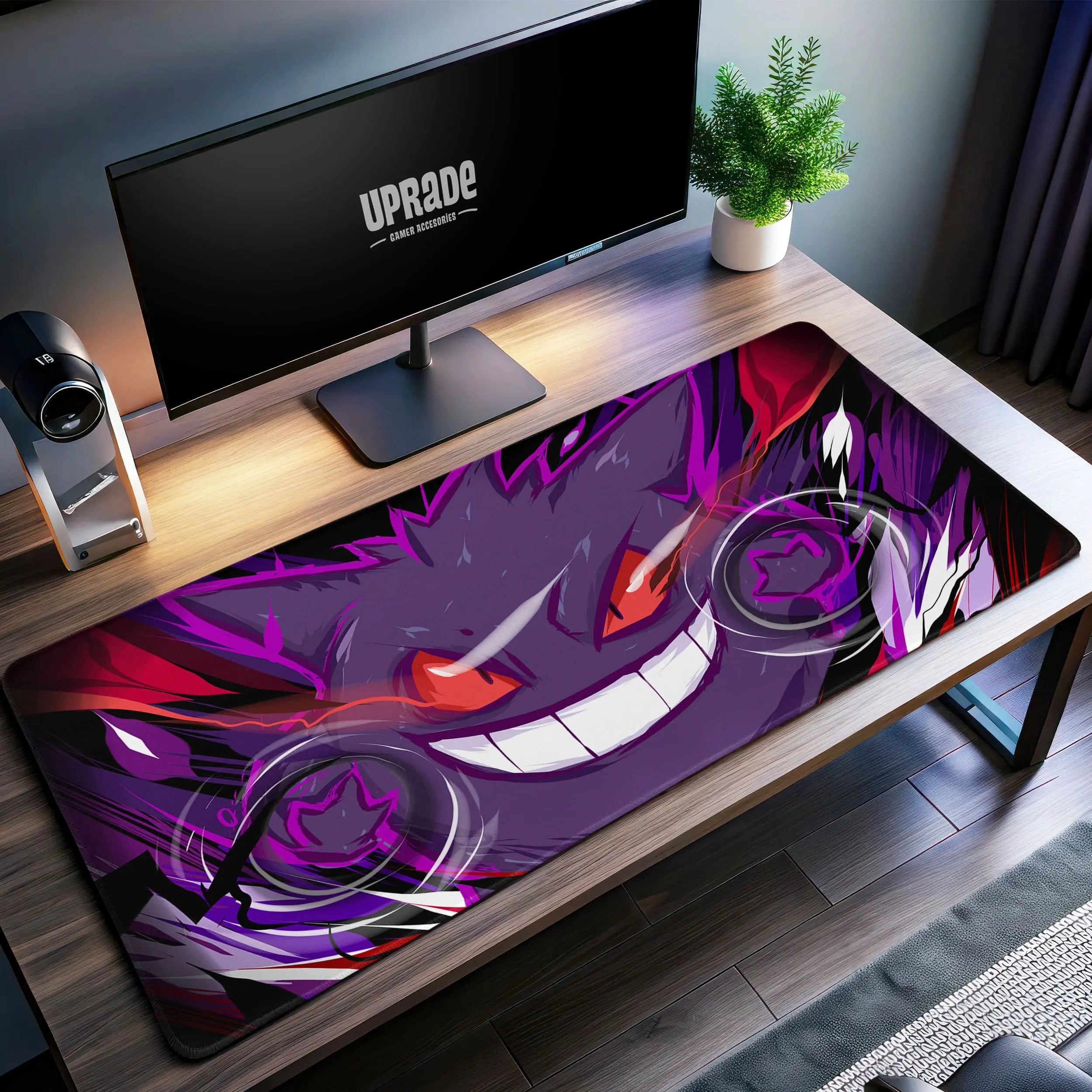 Allleftout Gengar Grin Desk Mat, Ghostly PokMon Mouse Pad