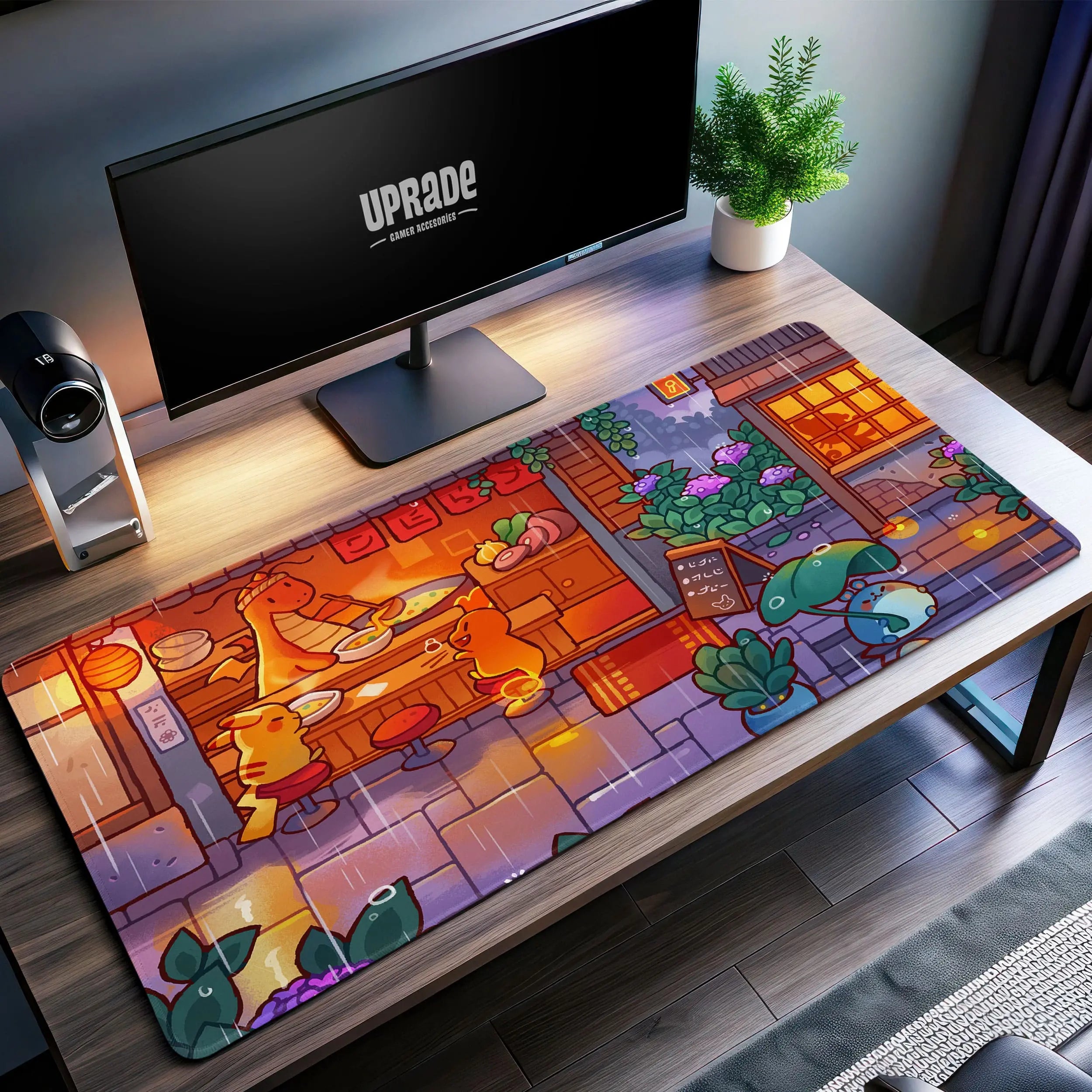 Allleftout PokMon Ramen Shop Desk Mat, Cozy Anime Mouse Pad