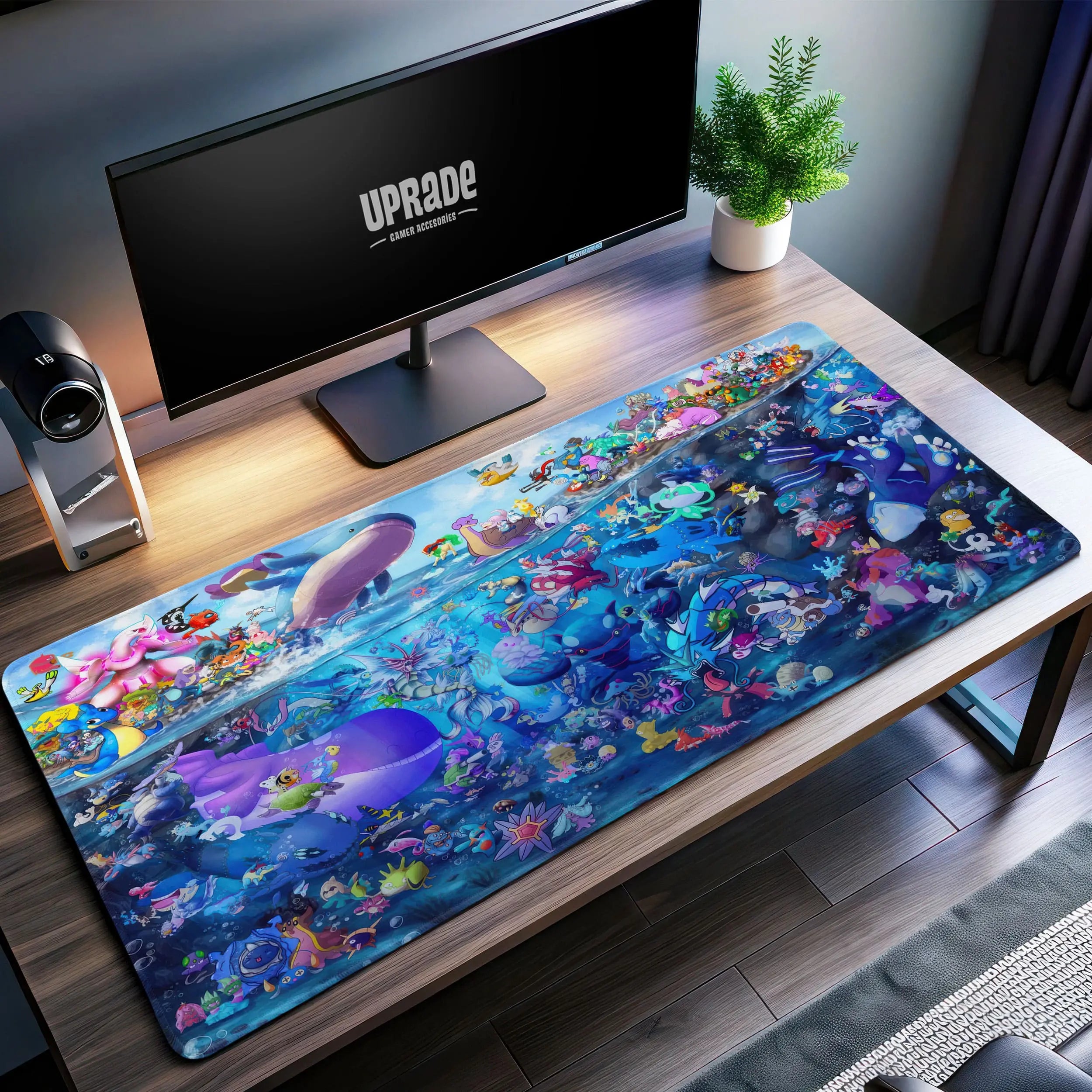 Allleftout PokMon Ocean Adventure Desk Mat, Aquatic PokMon Mouse Pad
