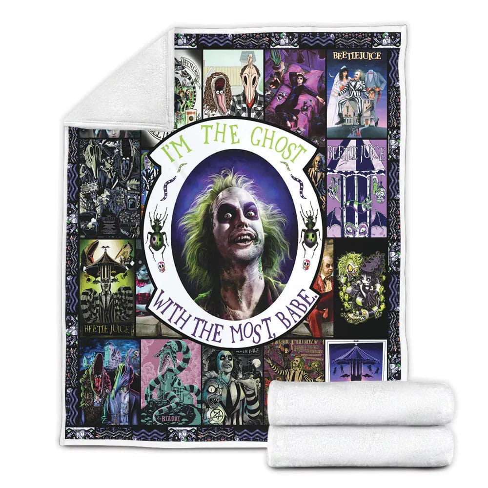 Beetlejuice Collage Fleece Blankherpa Blanket