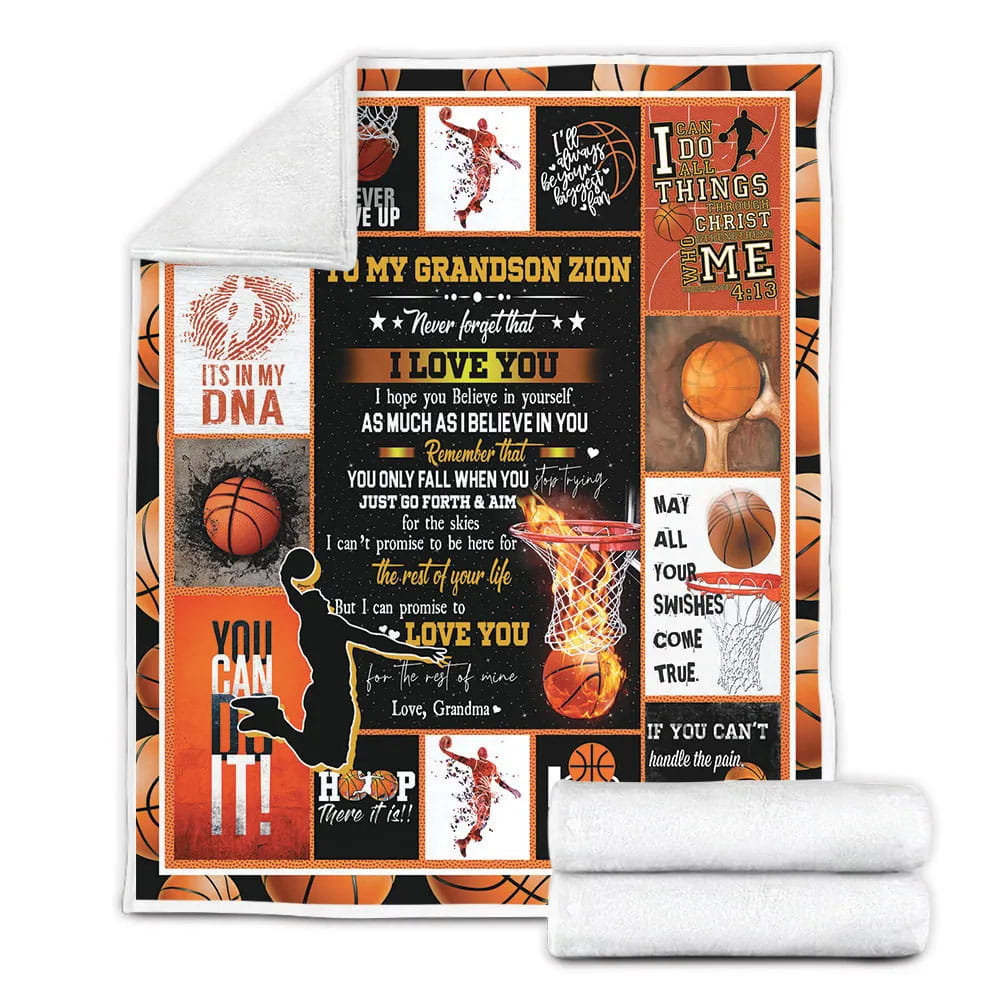 Basketball To My Gron Fleece Blanket Gift For