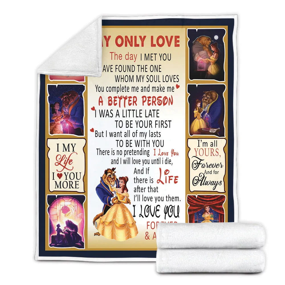 Beauty And The t My Love All Of Myts Fleece Blanket Gift For Wifeband