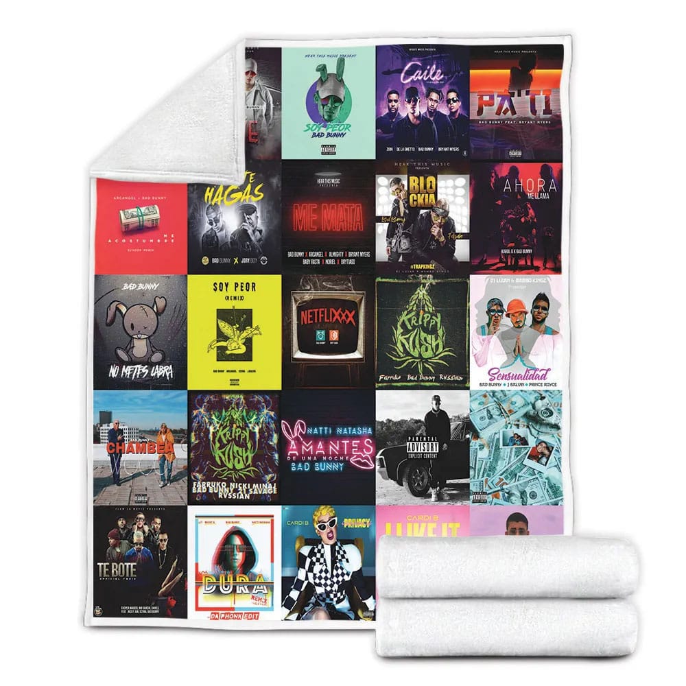 Bad Bunny Album Co Fleece Blanket Gift For Mot Day Fat Day