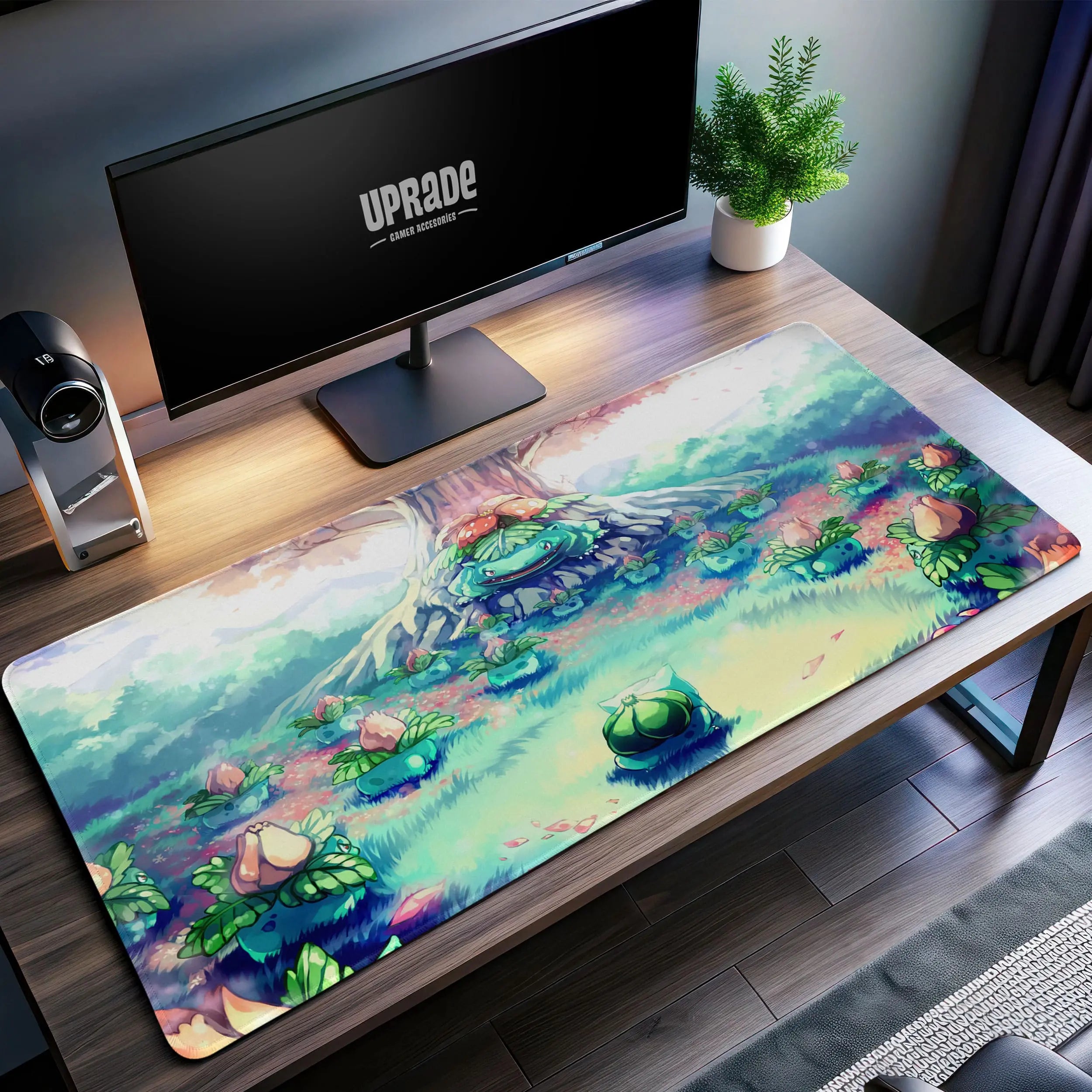 Allleftout Bulbasaur Family Desk Mat, PokMon Meadow Scene Mouse Pad