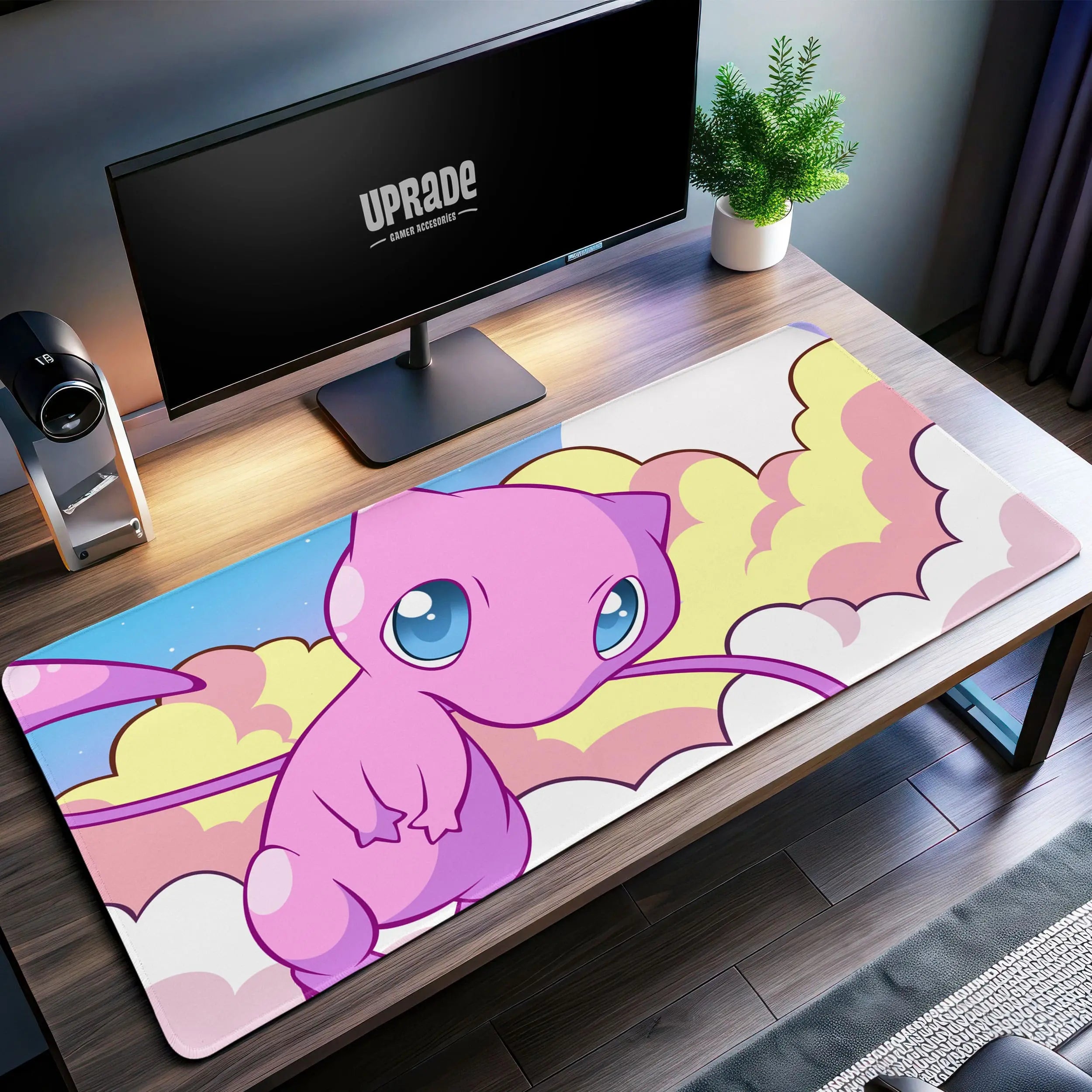 Allleftout Mew Dreamy Sky Desk Mat, Legendary PokMon Mouse Pad