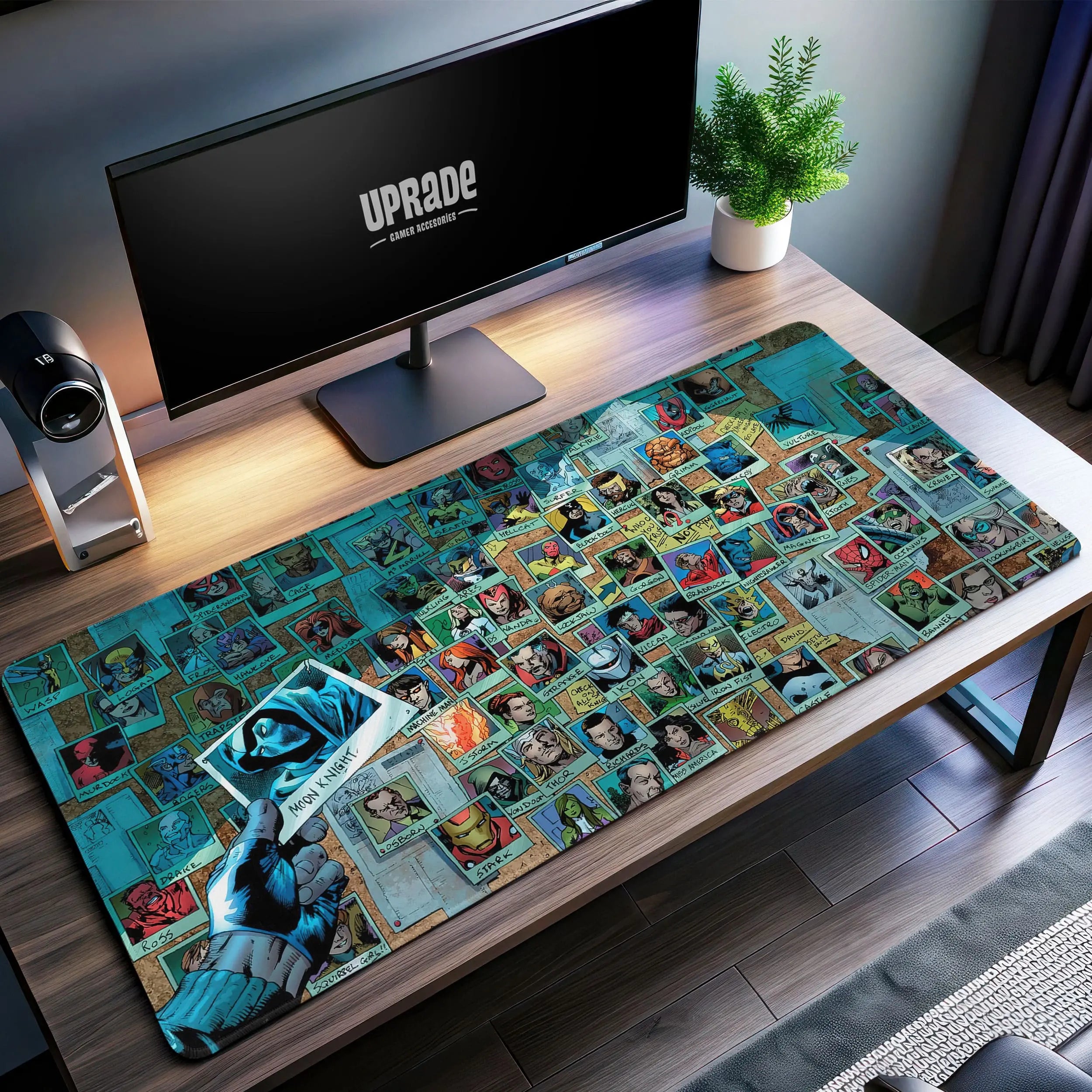 Allleftout Marvel Hero And Villain Collage Desk Mat, Comic Universe Mouse Pad