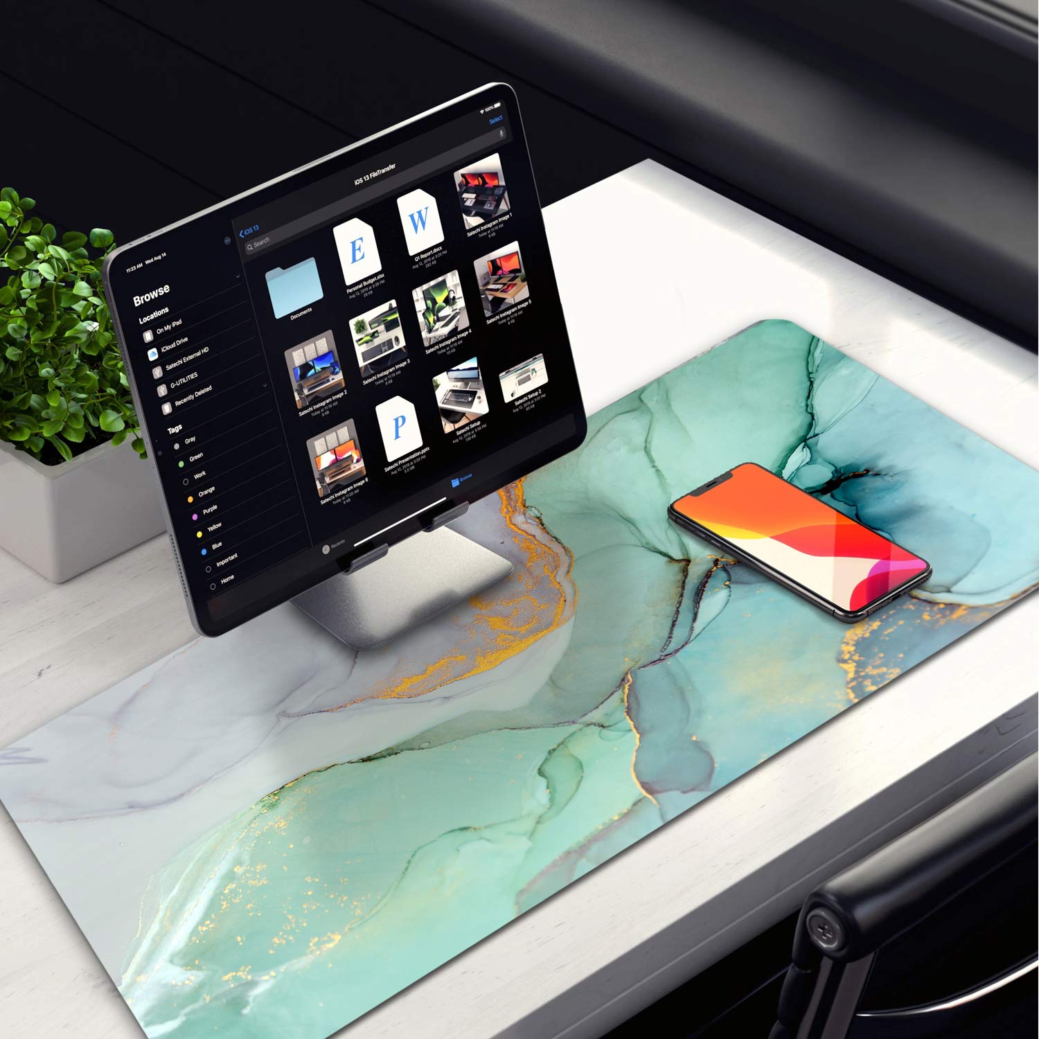 Allleftout Green Marble Design Desk Pad